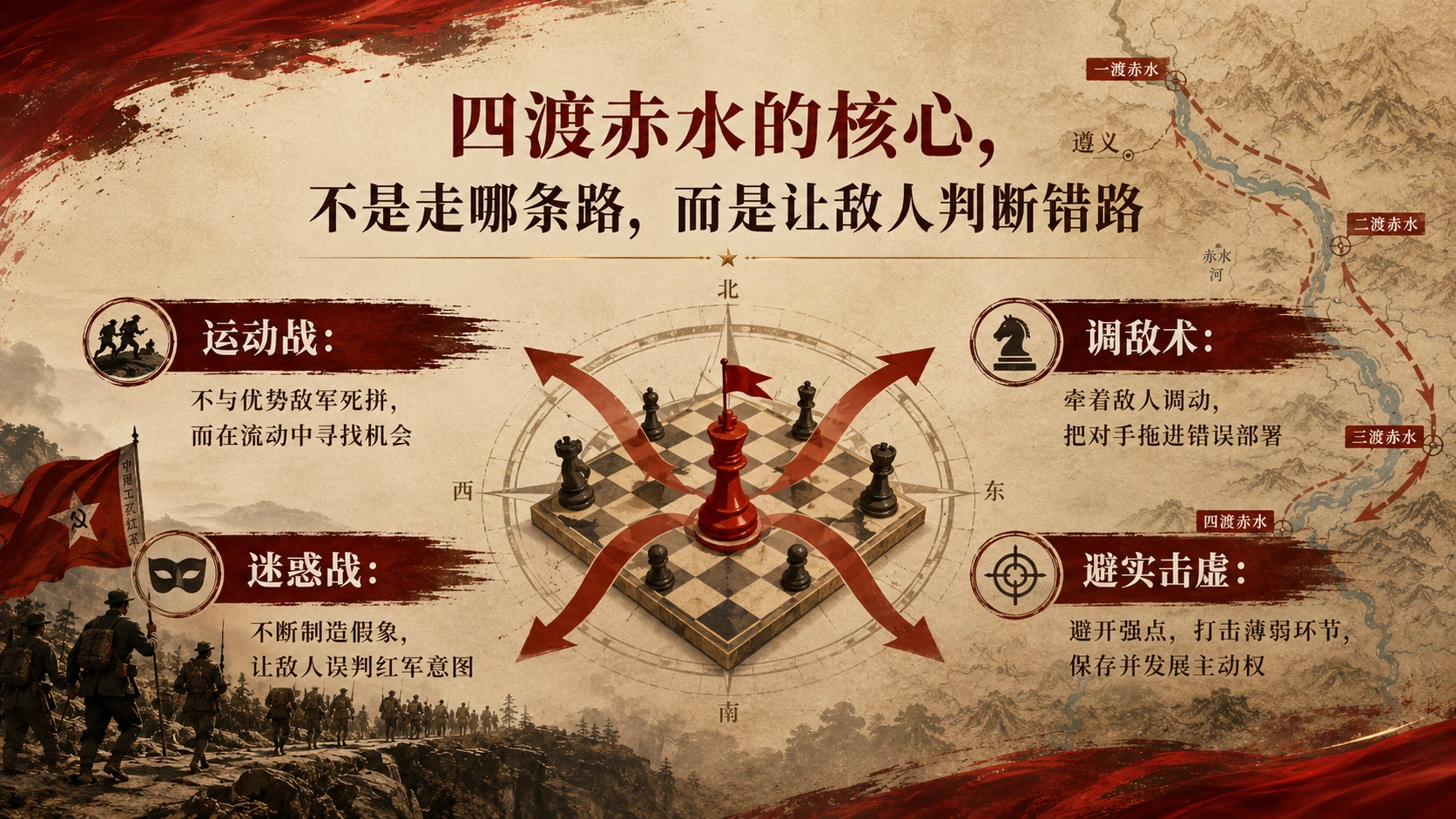 “四渡赤水：毛泽东的得意之笔”战略洞察型PPT - 预览图1