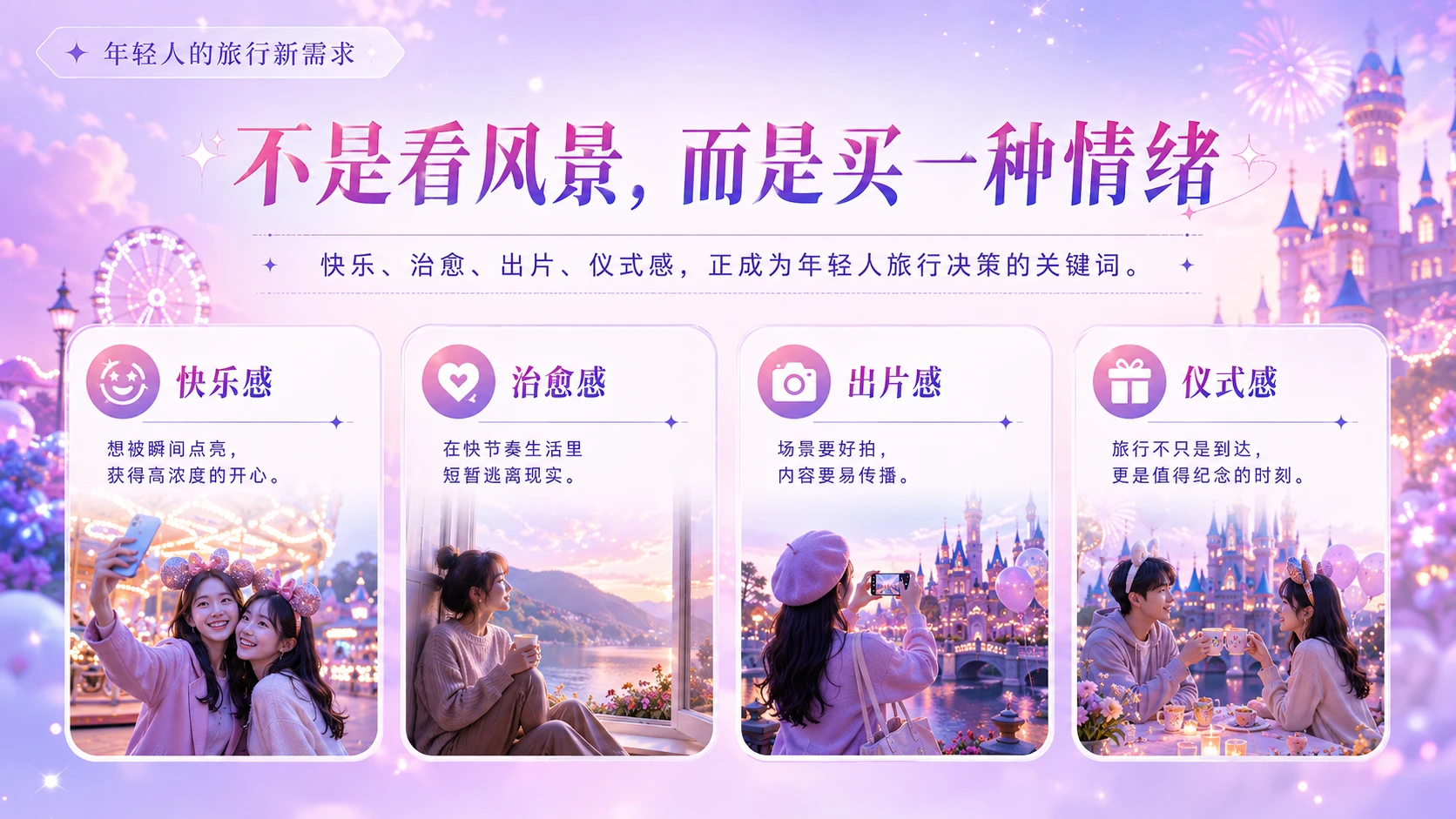 "去迪士尼，把青春过成童话"年轻人旅游趋势分析PPT - 预览图2
