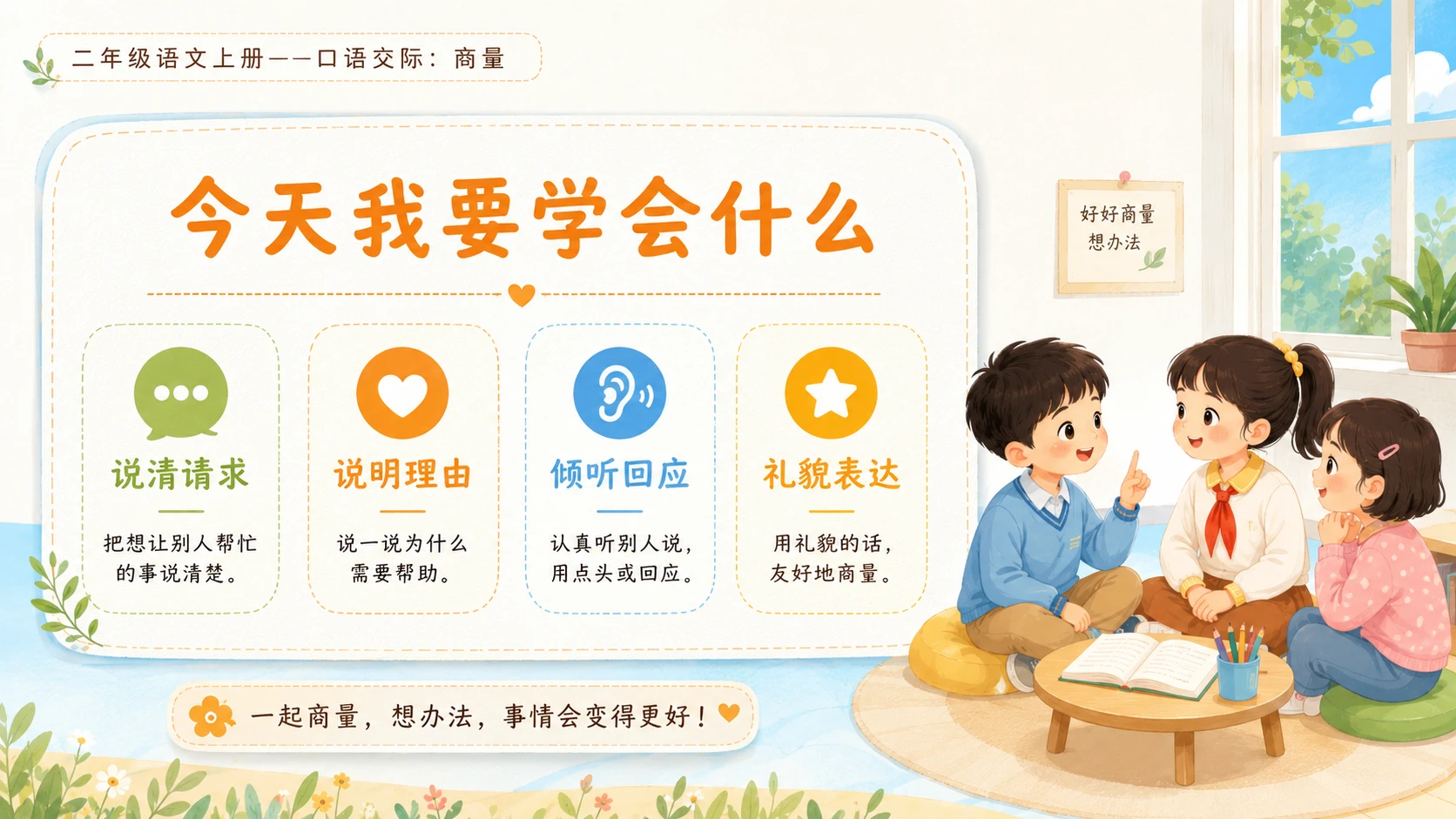 小学六年制统编教材系列课件——二年级语文上册：口语交际：商量 - 预览图2