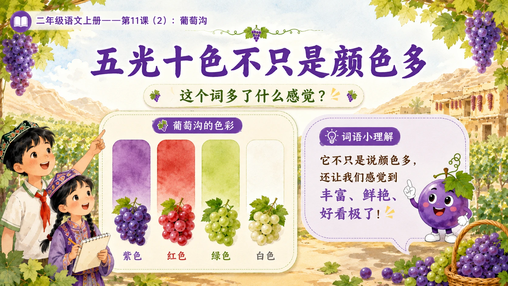 小学六年制统编教材系列课件——二年级语文上册第11课（2）：葡萄沟 - 预览图5