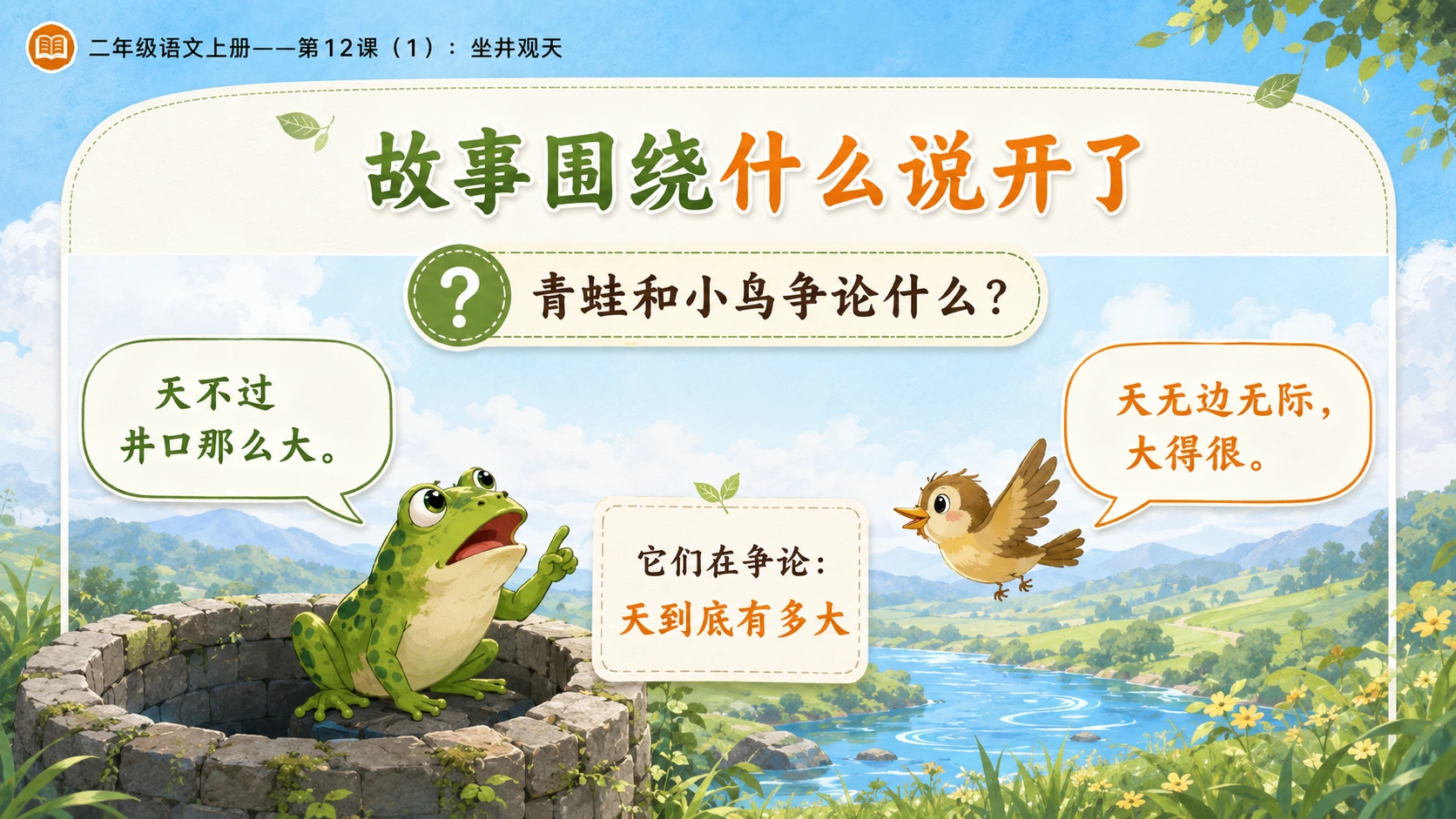小学六年制统编教材系列课件——二年级语文上册第12课（1）：坐井观天 - 预览图8