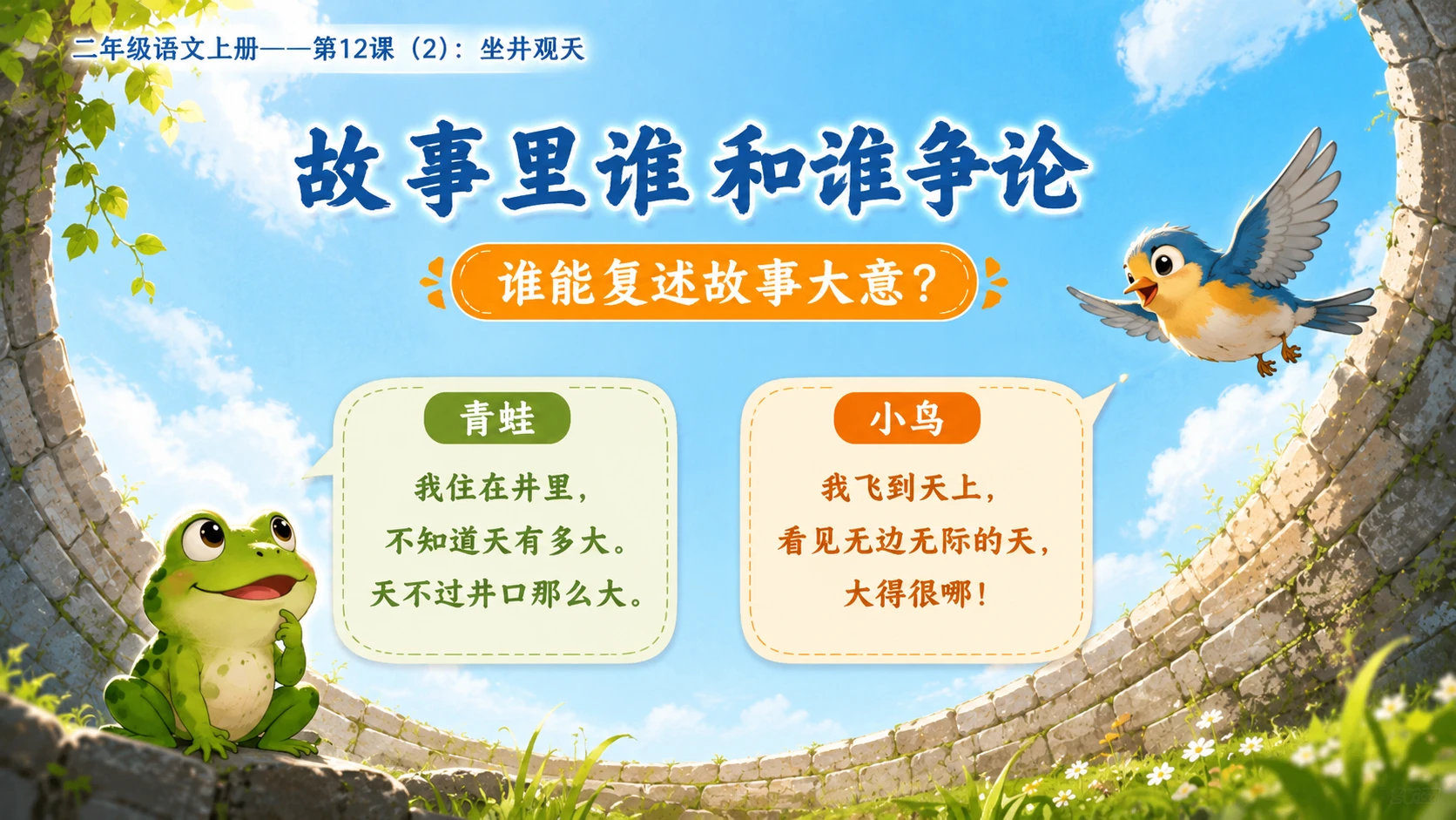 小学六年制统编教材系列课件——二年级语文上册第12课（2）：坐井观天 - 预览图2