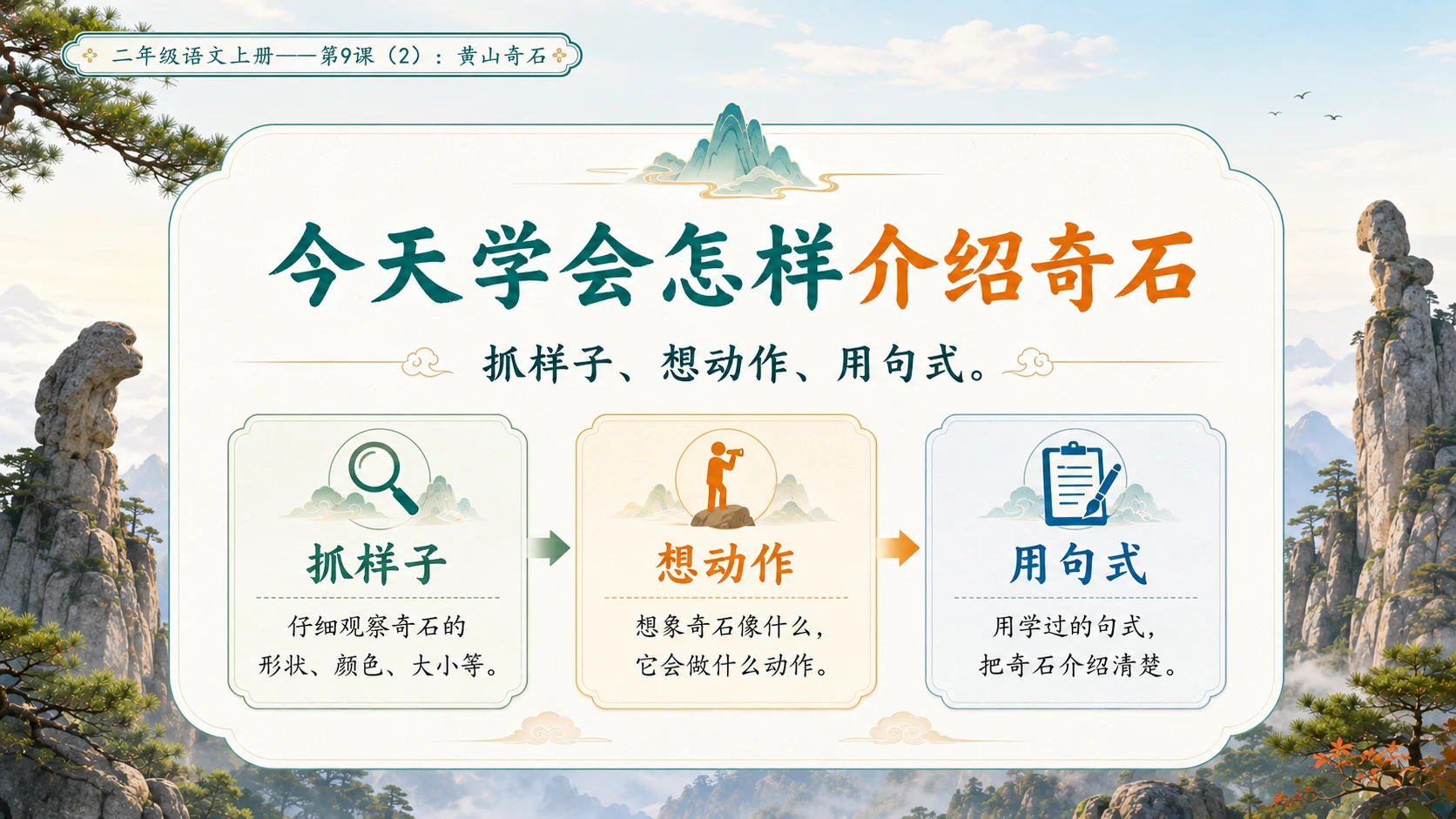 小学六年制统编教材系列课件——二年级语文上册第9课（2）：黄山奇石 - 预览图3