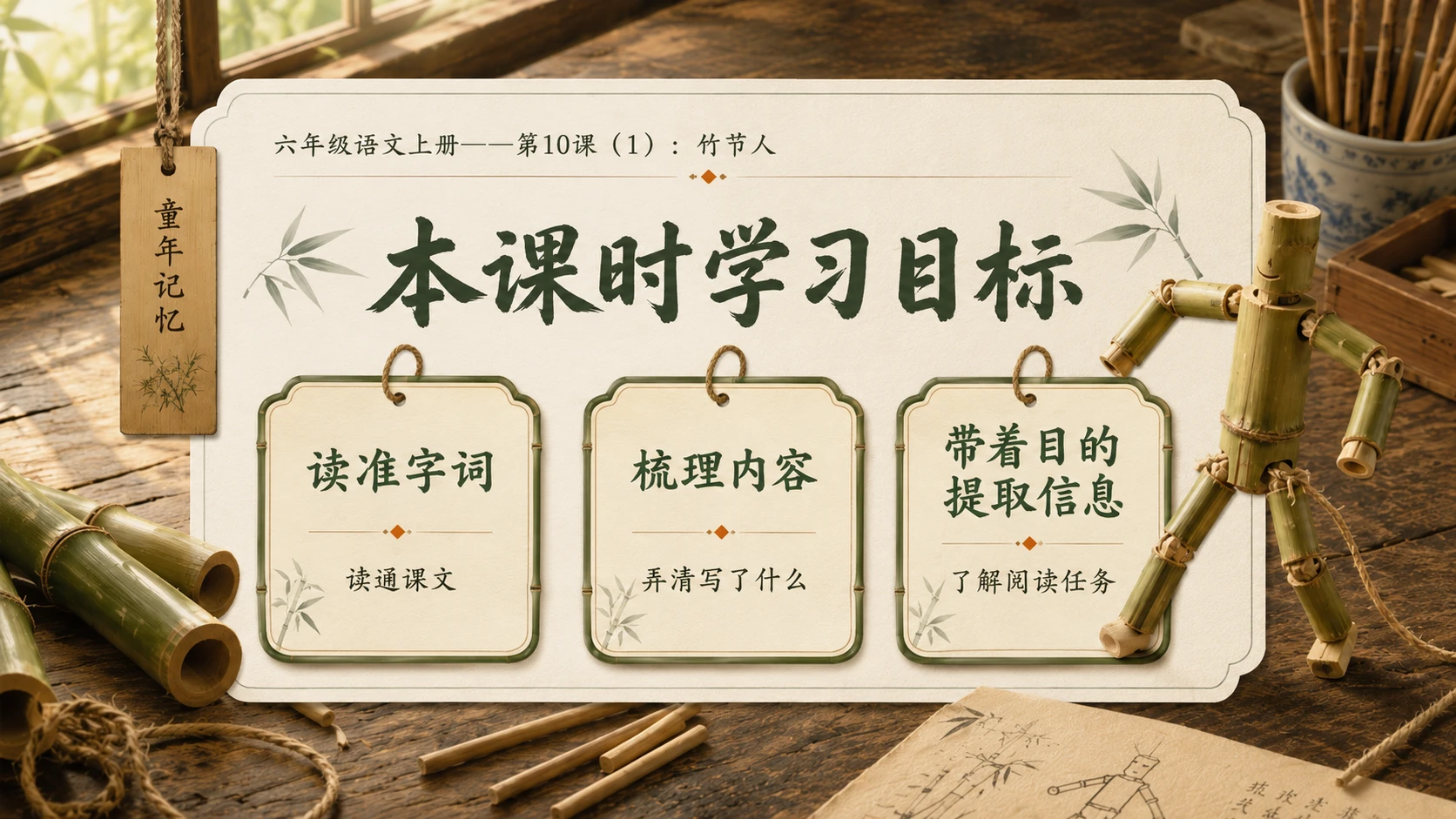 小学六年制统编教材系列课件——六年级语文上册第10课（1）：竹节人 - 预览图3