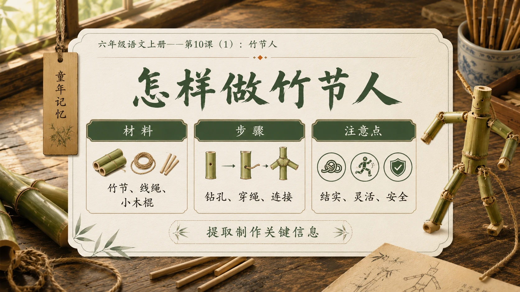 小学六年制统编教材系列课件——六年级语文上册第10课（1）：竹节人 - 预览图9
