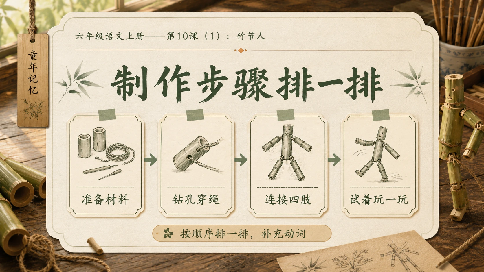 小学六年制统编教材系列课件——六年级语文上册第10课（1）：竹节人 - 预览图10