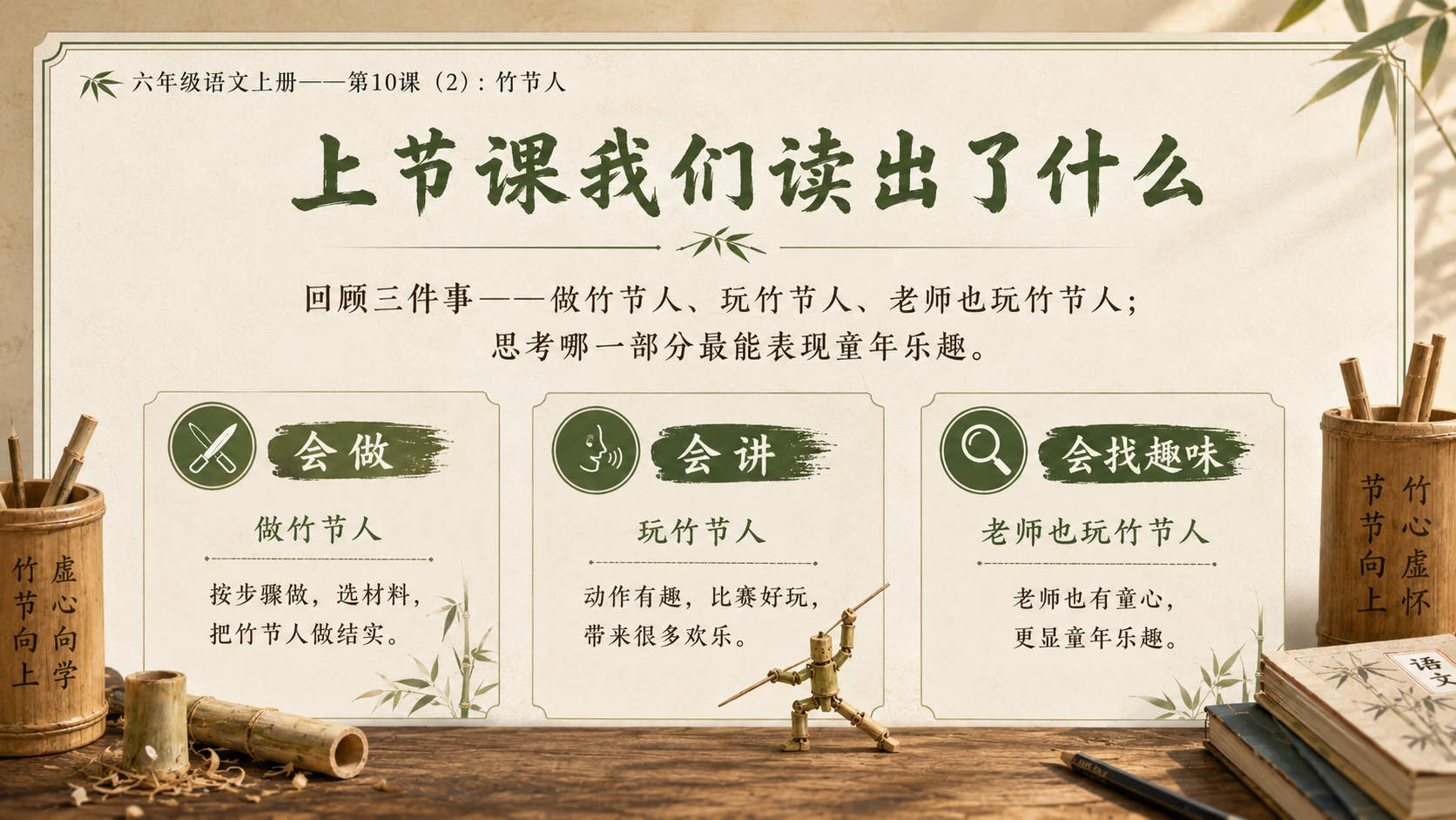 小学六年制统编教材系列课件——六年级语文上册第10课（2）：竹节人 - 预览图2