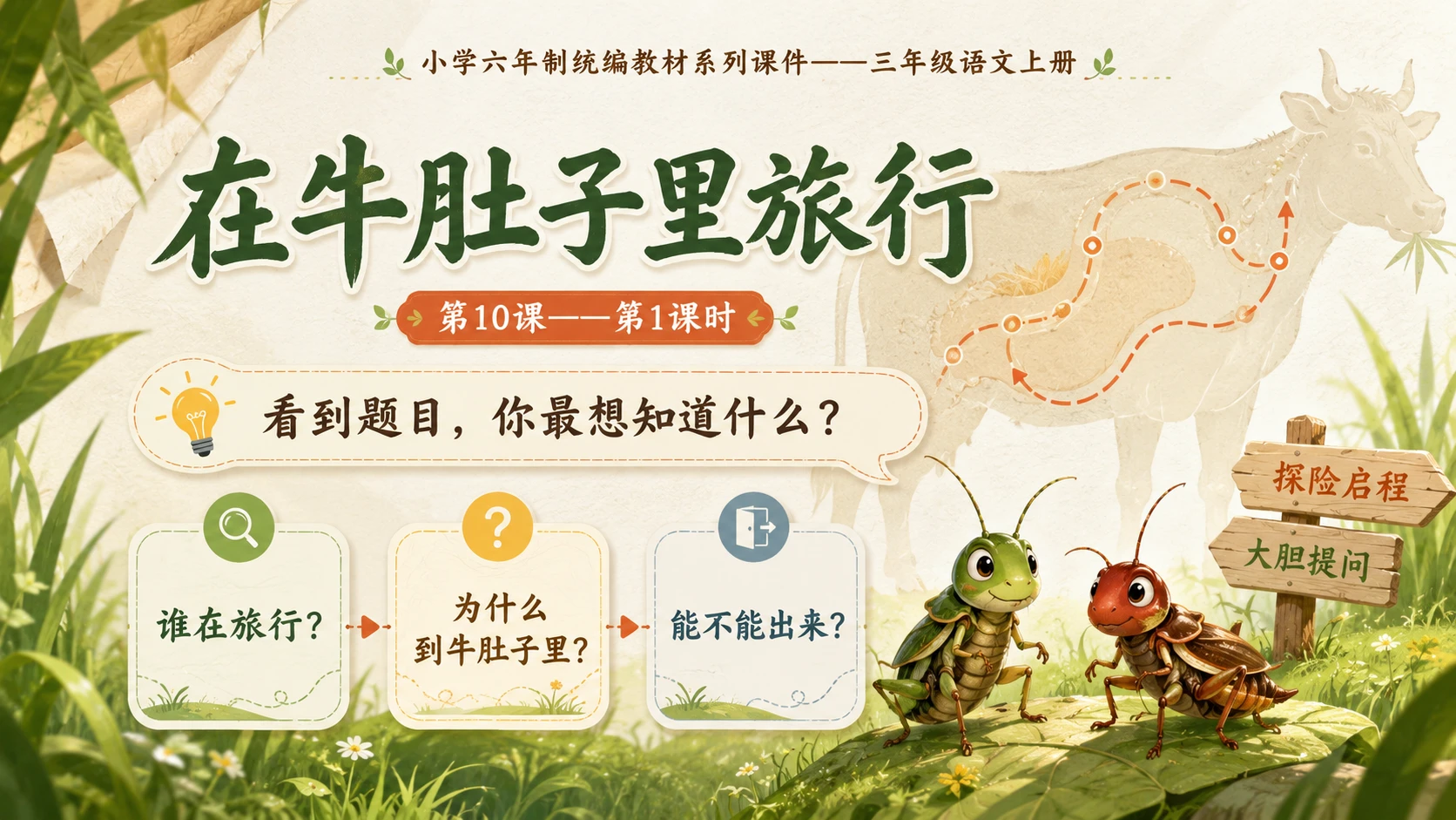 小学六年制统编教材系列课件——三年级语文上册第10课（1）：在牛肚子里旅行 - 预览图1