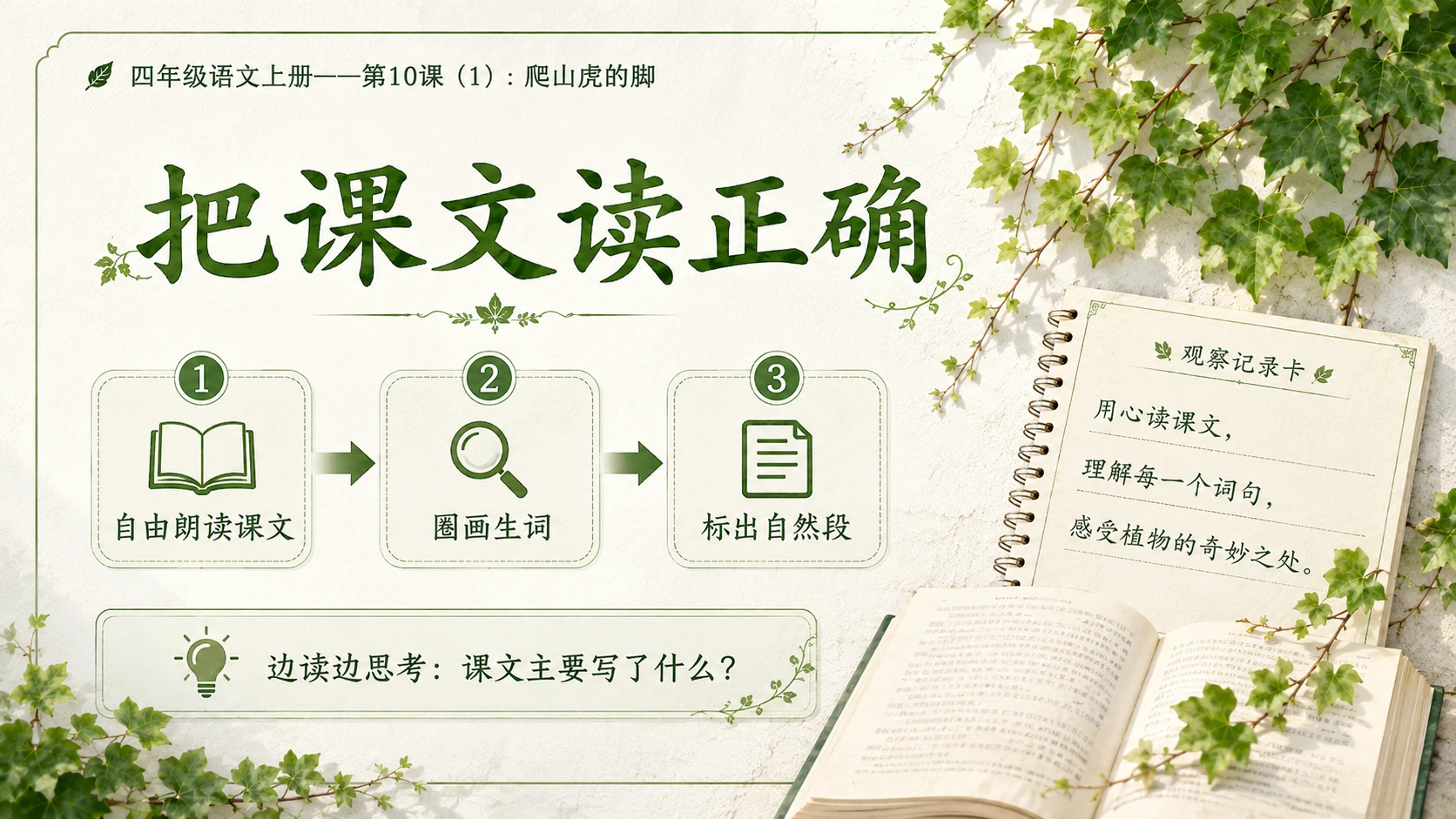 小学六年制统编教材系列课件——四年级语文上册第10课（1）：爬山虎的脚 - 预览图6