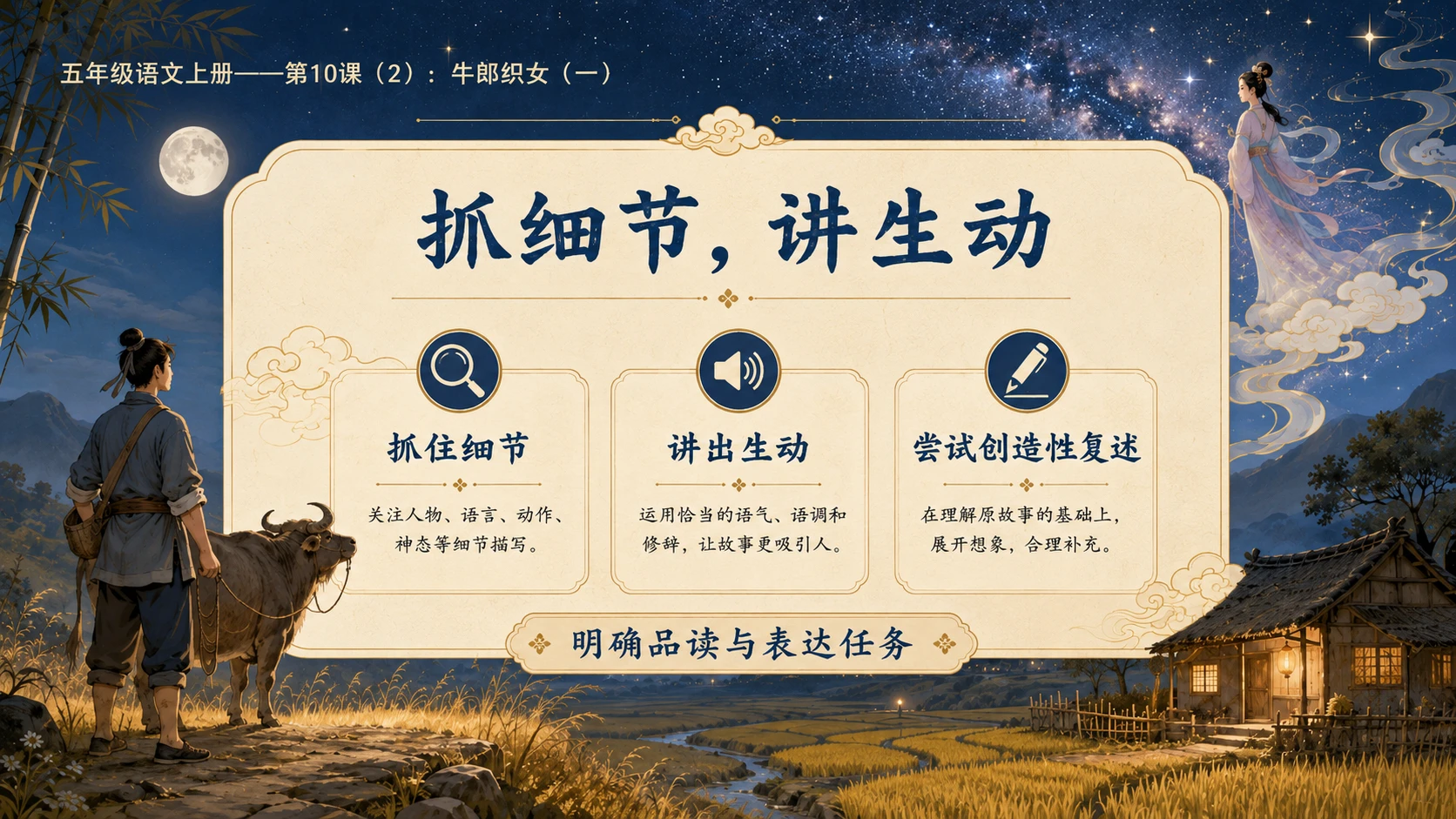小学六年制统编教材系列课件——五年级语文上册第10课（2）：牛郎织女（一） - 预览图3