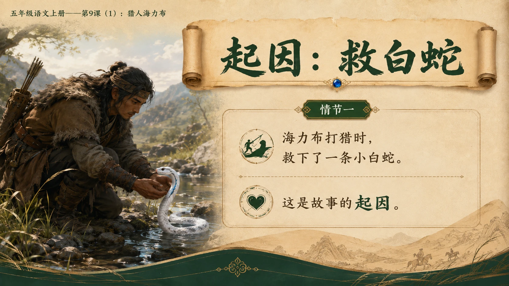 小学六年制统编教材系列课件——五年级语文上册第9课（1）：猎人海力布 - 预览图8