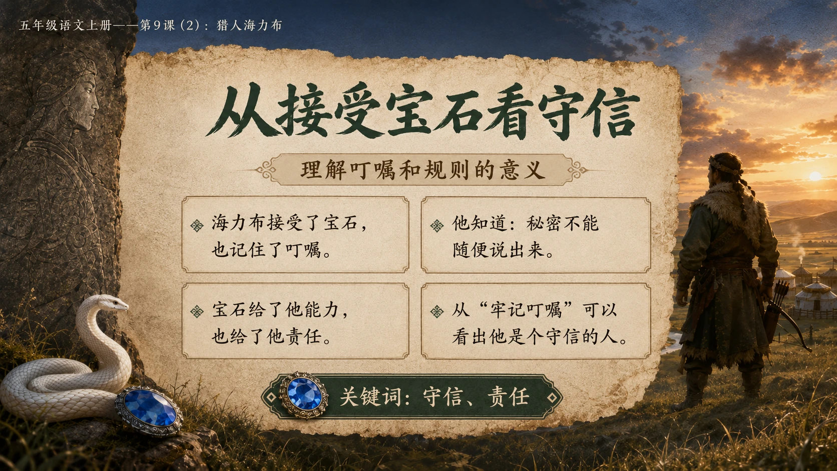 小学六年制统编教材系列课件——五年级语文上册第9课（2）：猎人海力布 - 预览图6