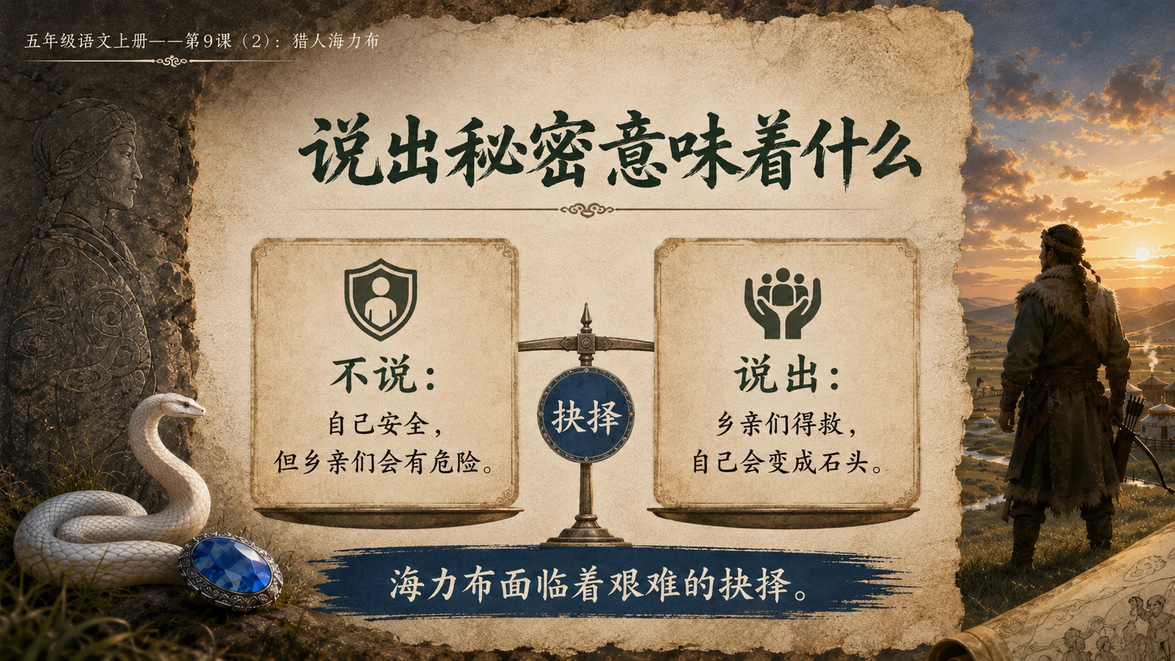 小学六年制统编教材系列课件——五年级语文上册第9课（2）：猎人海力布 - 预览图9