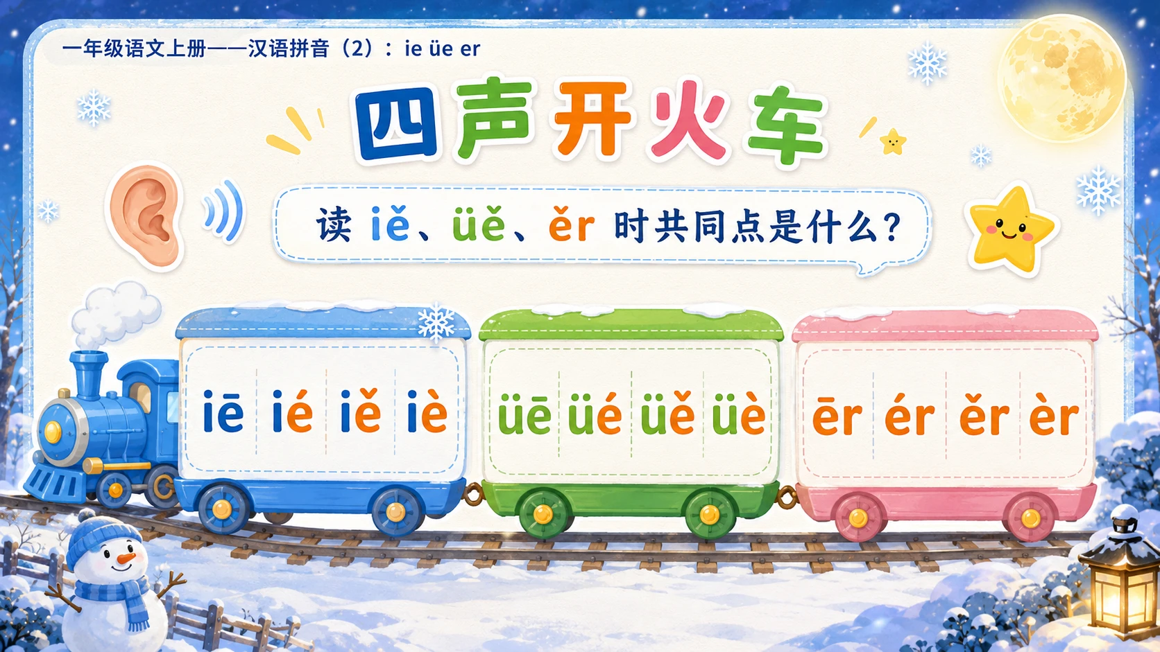 小学六年制统编教材系列课件——一年级语文上册：ie üe er（2） - 预览图3