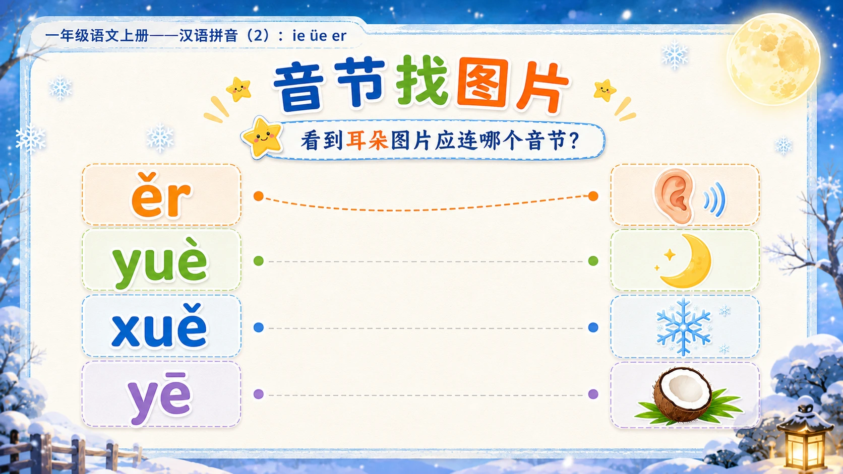 小学六年制统编教材系列课件——一年级语文上册：ie üe er（2） - 预览图10
