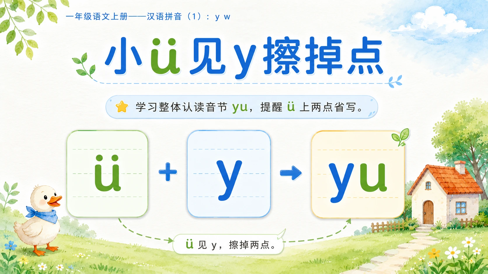 小学六年制统编教材系列课件——一年级语文上册：y w（1） - 预览图9