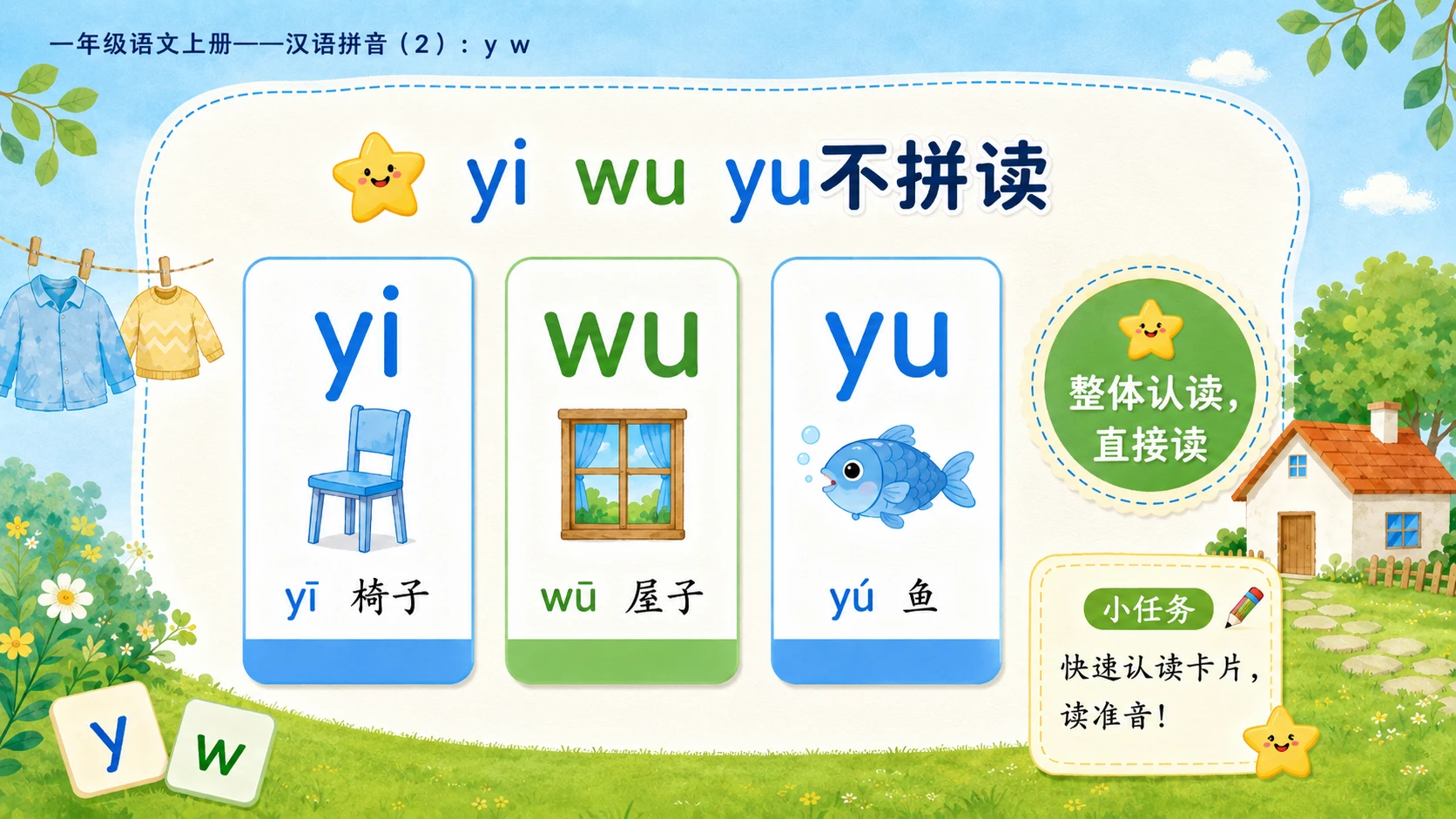 小学六年制统编教材系列课件——一年级语文上册：y w（2） - 预览图5