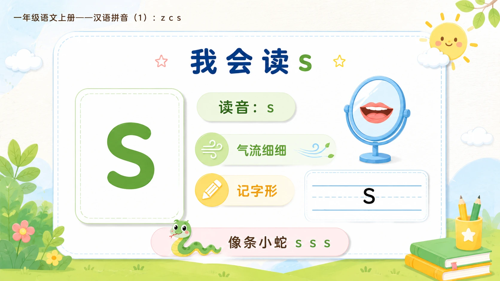 小学六年制统编教材系列课件——一年级语文上册：z c s（1） - 预览图6