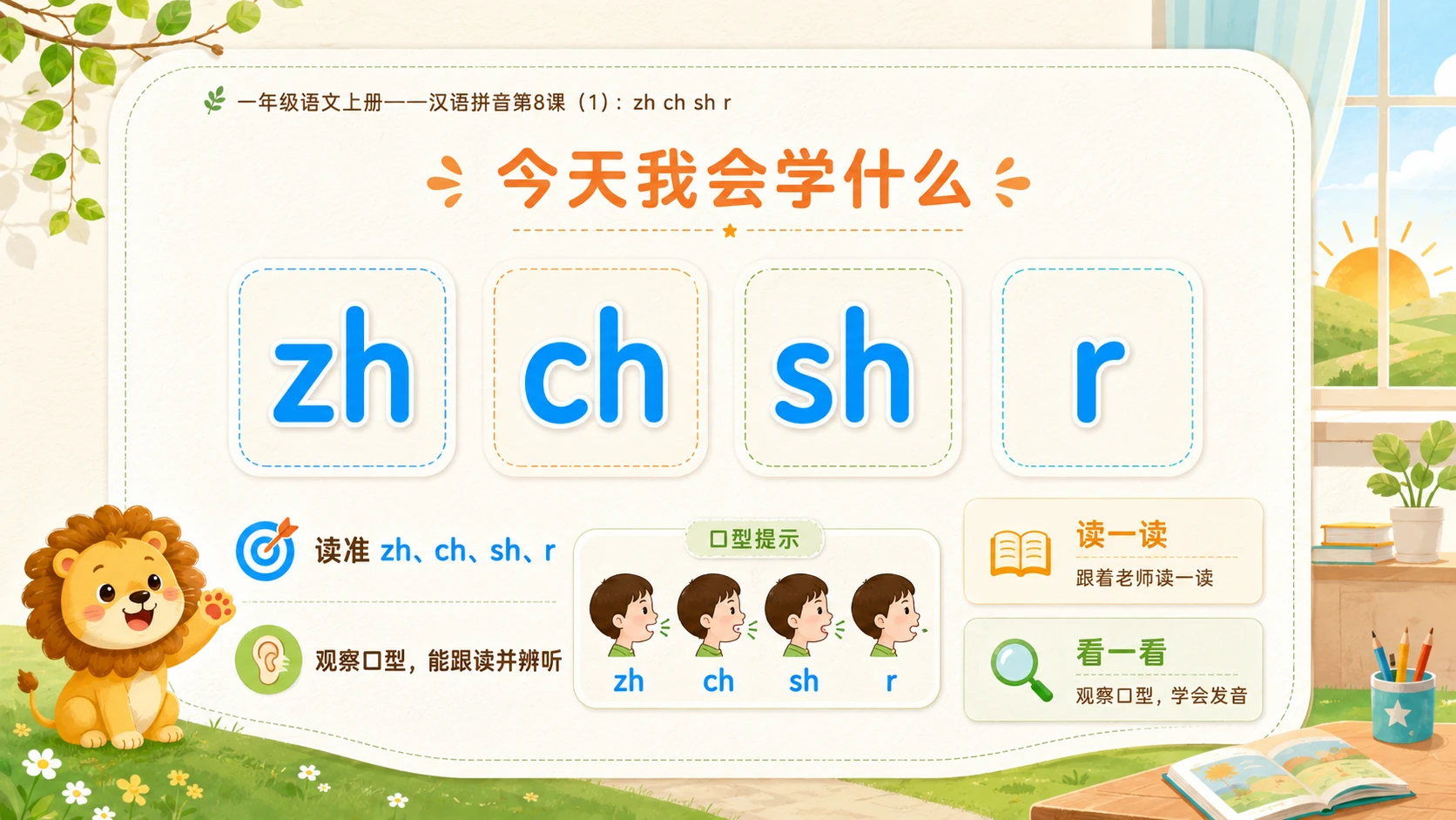 小学六年制统编教材系列课件——一年级语文上册：zh ch sh r（1） - 预览图2