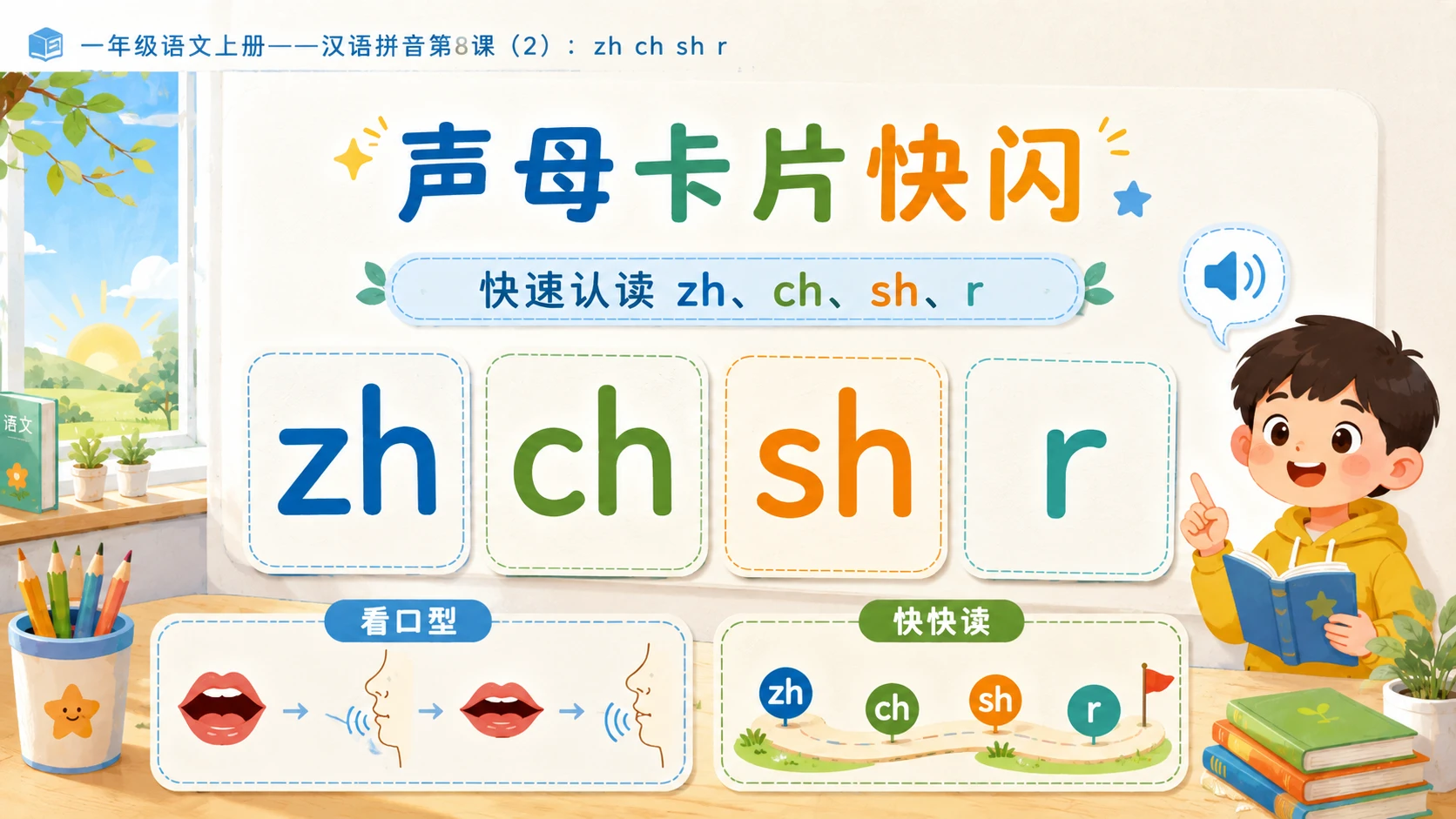 小学六年制统编教材系列课件——一年级语文上册：zh ch sh r（2） - 预览图2