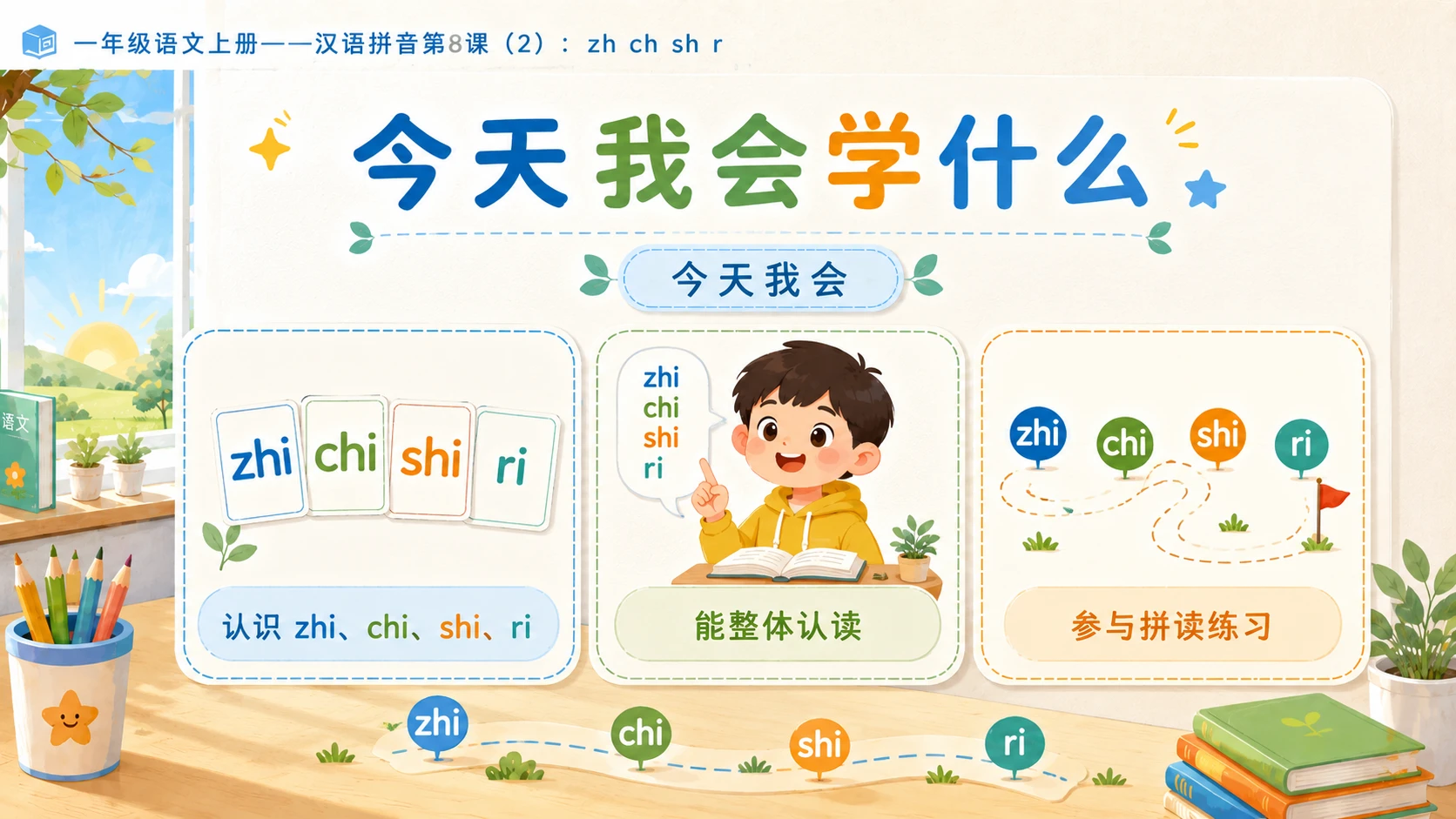 小学六年制统编教材系列课件——一年级语文上册：zh ch sh r（2） - 预览图3