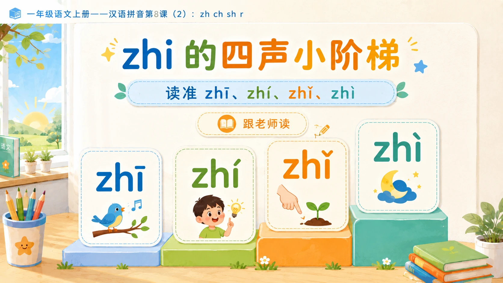 小学六年制统编教材系列课件——一年级语文上册：zh ch sh r（2） - 预览图5