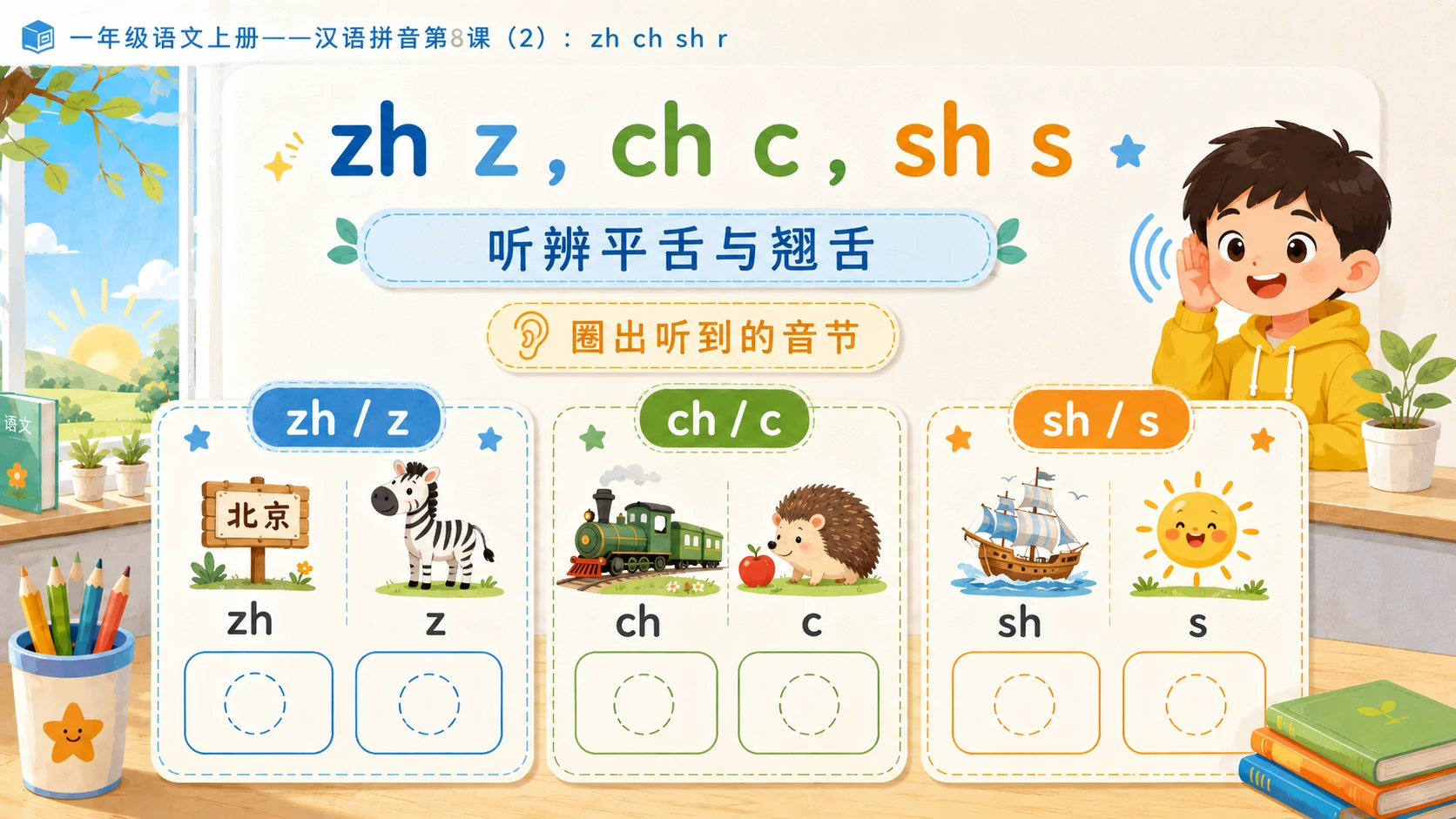 小学六年制统编教材系列课件——一年级语文上册：zh ch sh r（2） - 预览图9