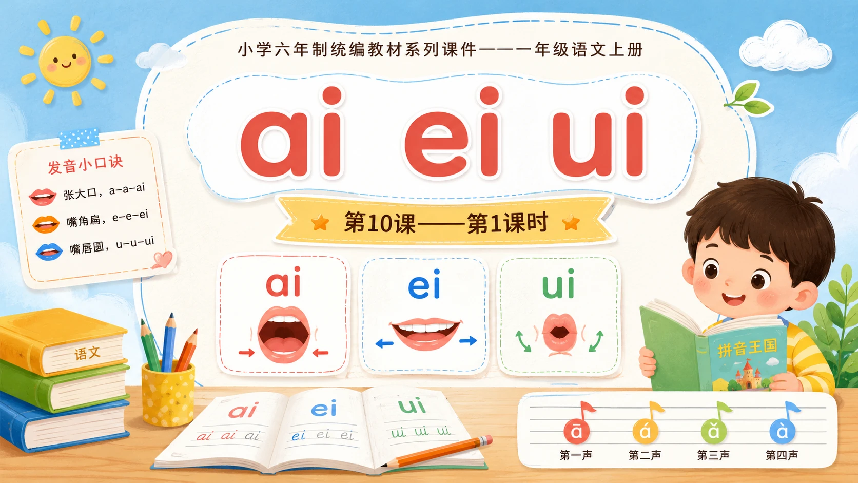 小学六年制统编教材系列课件——一年级语文上册第10课（1）：ai ei ui - 预览图1