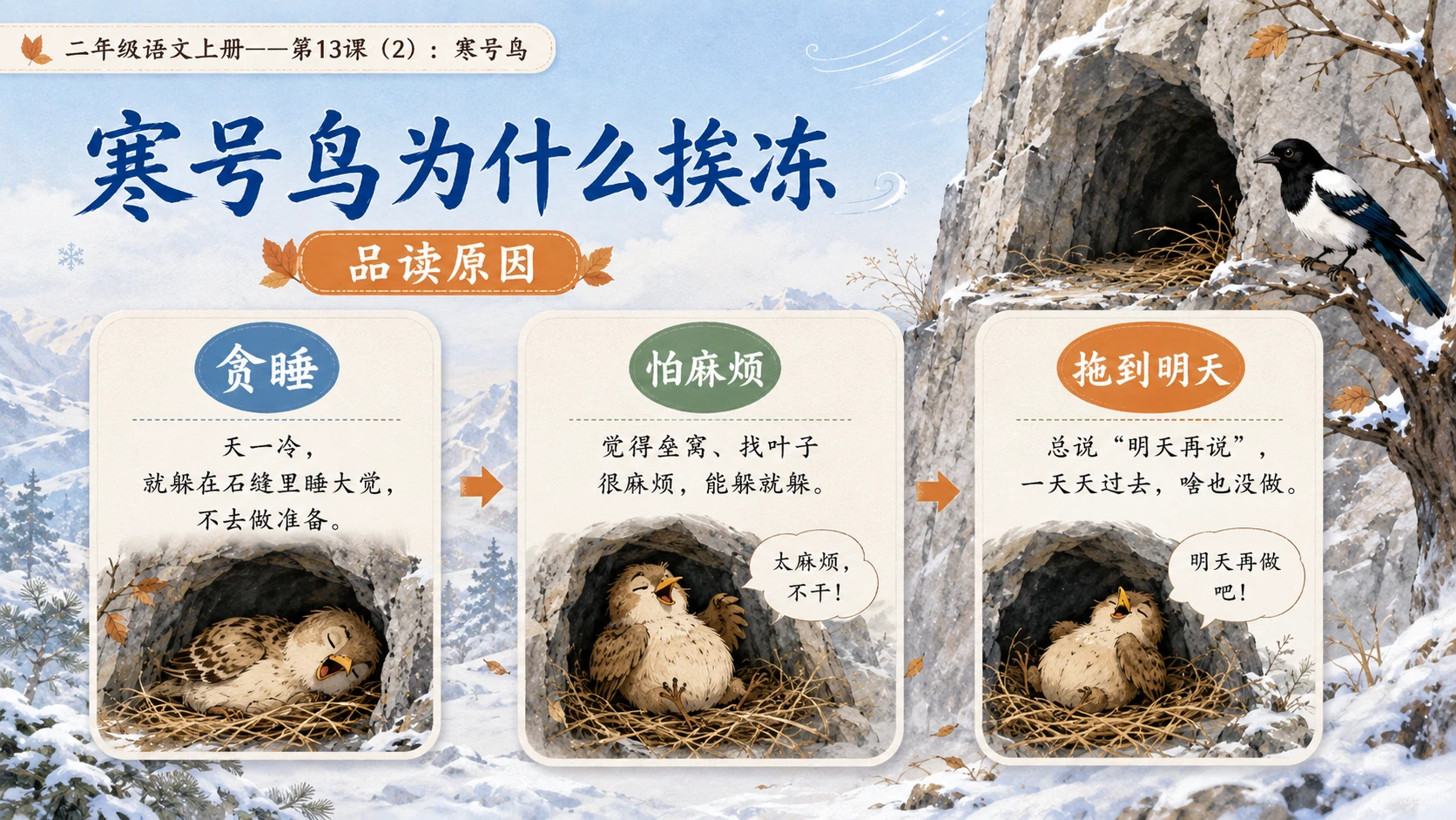 小学六年制统编教材系列课件——二年级语文上册第13课（2）：寒号鸟 - 预览图5