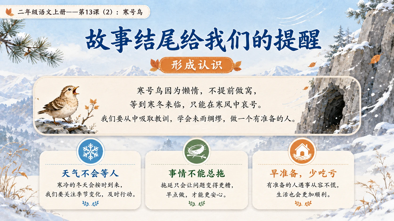 小学六年制统编教材系列课件——二年级语文上册第13课（2）：寒号鸟 - 预览图10