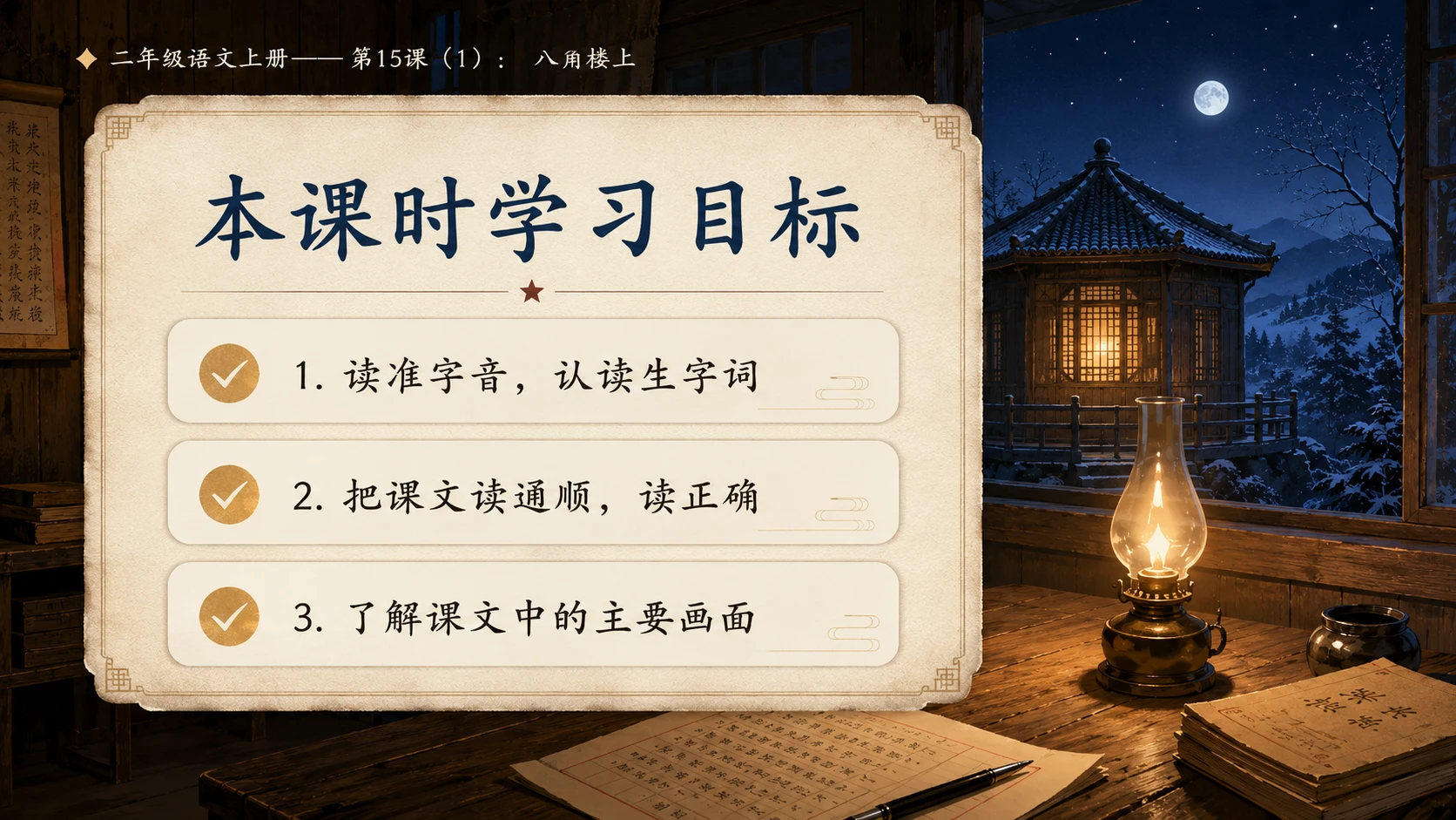 小学六年制统编教材系列课件——二年级语文上册第15课（1）：八角楼上 - 预览图2