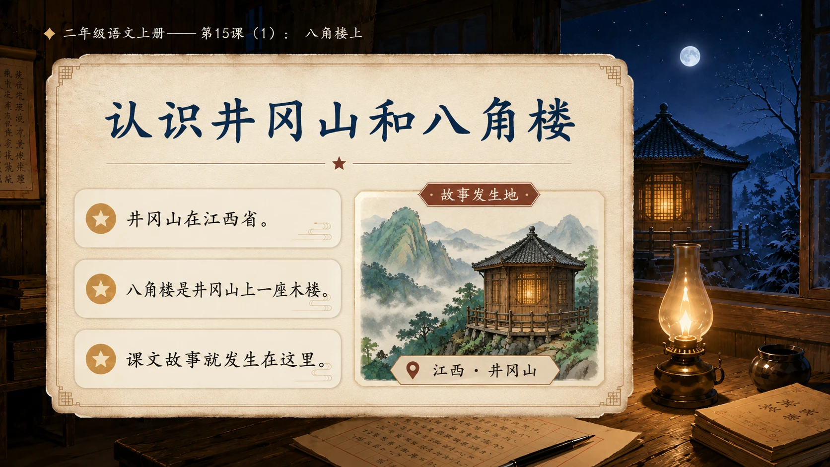 小学六年制统编教材系列课件——二年级语文上册第15课（1）：八角楼上 - 预览图4