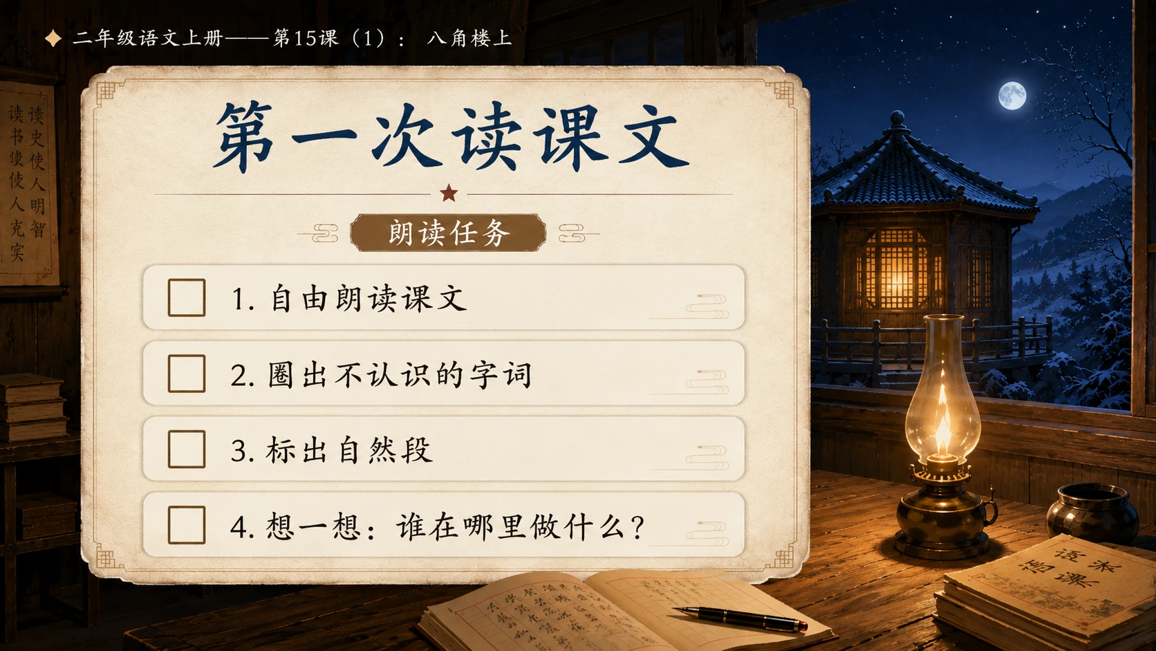 小学六年制统编教材系列课件——二年级语文上册第15课（1）：八角楼上 - 预览图5