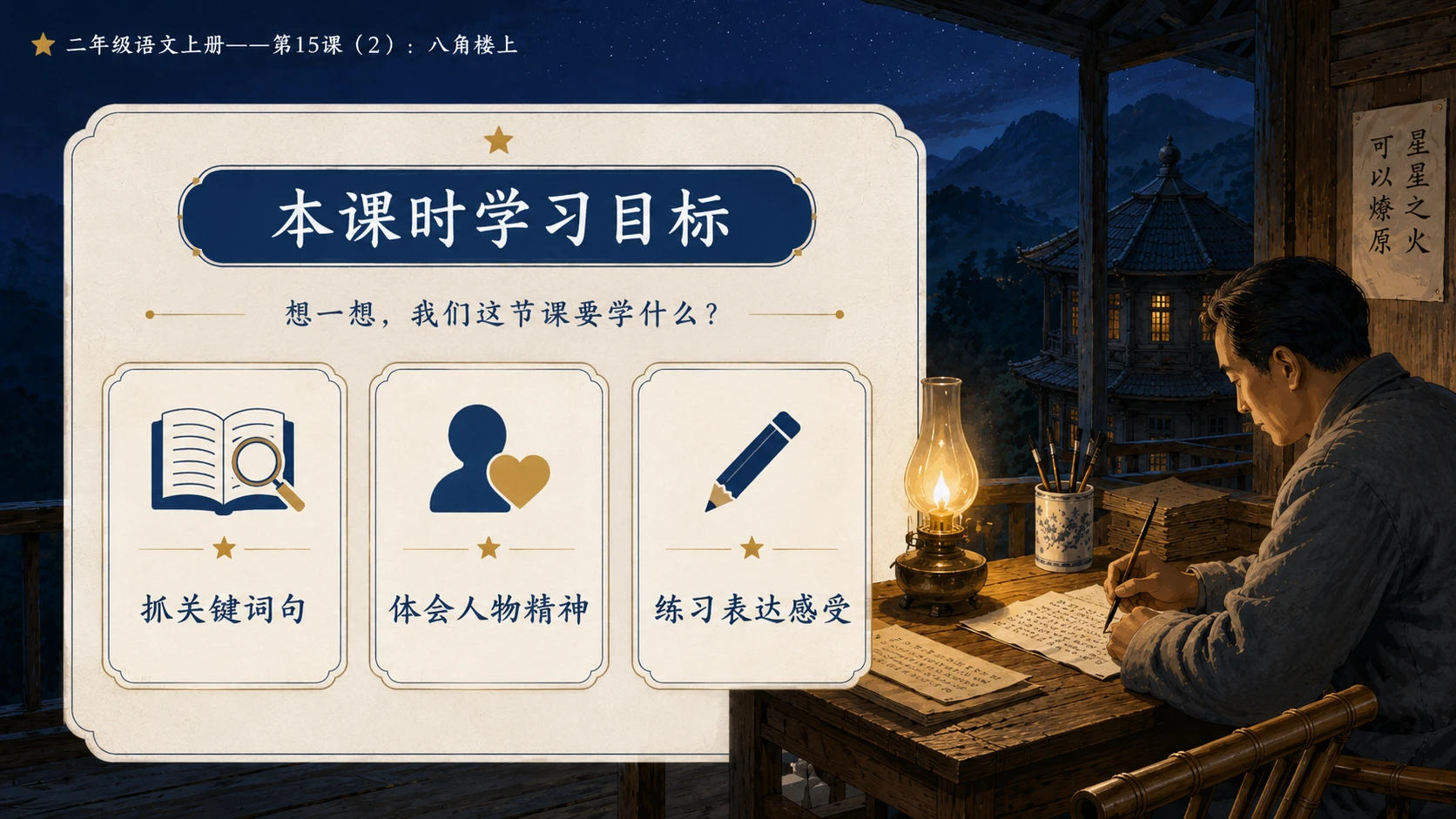 小学六年制统编教材系列课件——二年级语文上册第15课（2）：八角楼上 - 预览图3