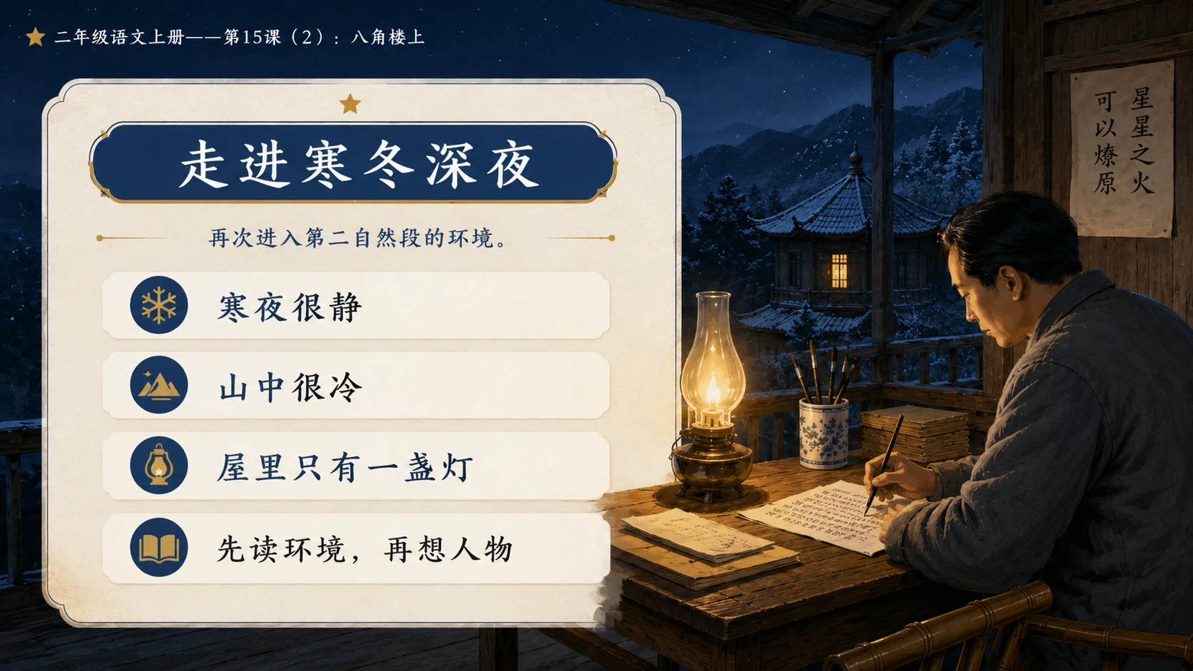 小学六年制统编教材系列课件——二年级语文上册第15课（2）：八角楼上 - 预览图4