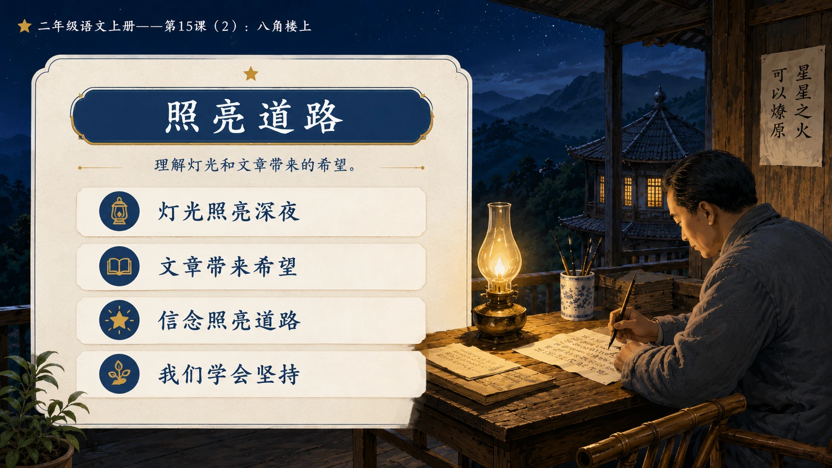 小学六年制统编教材系列课件——二年级语文上册第15课（2）：八角楼上 - 预览图10