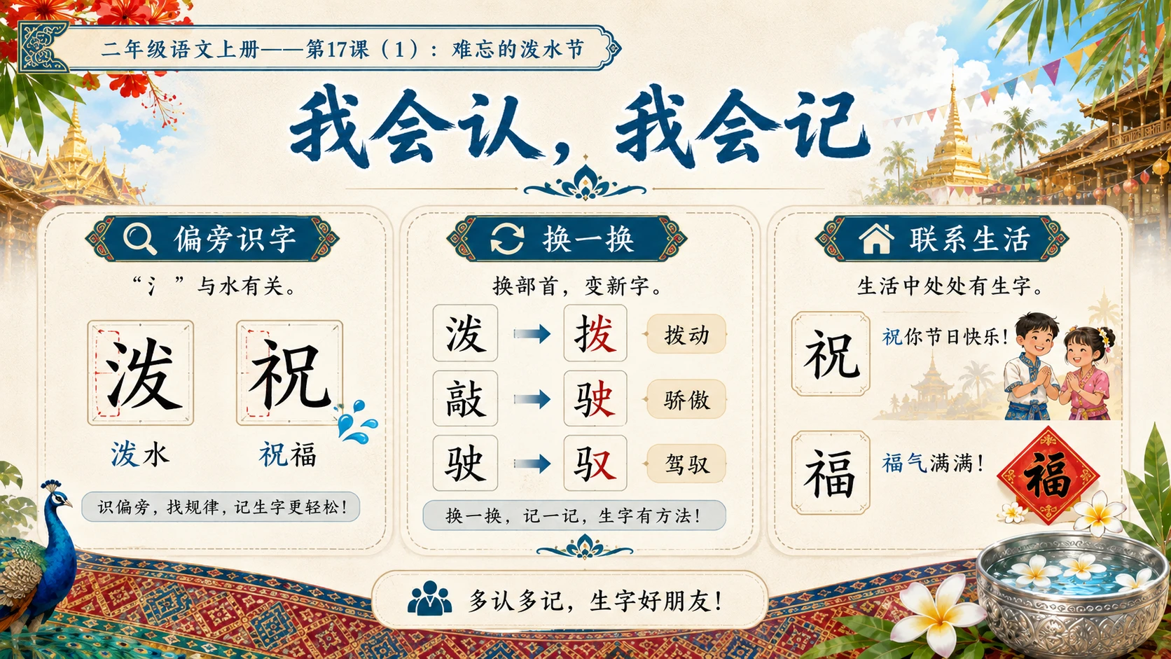 小学六年制统编教材系列课件——二年级语文上册第17课（1）：难忘的泼水节 - 预览图5