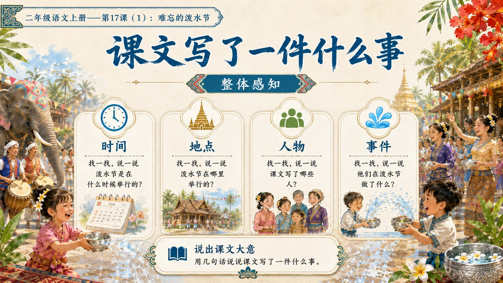 小学六年制统编教材系列课件——二年级语文上册第17课（1）：难忘的泼水节 - 预览图7