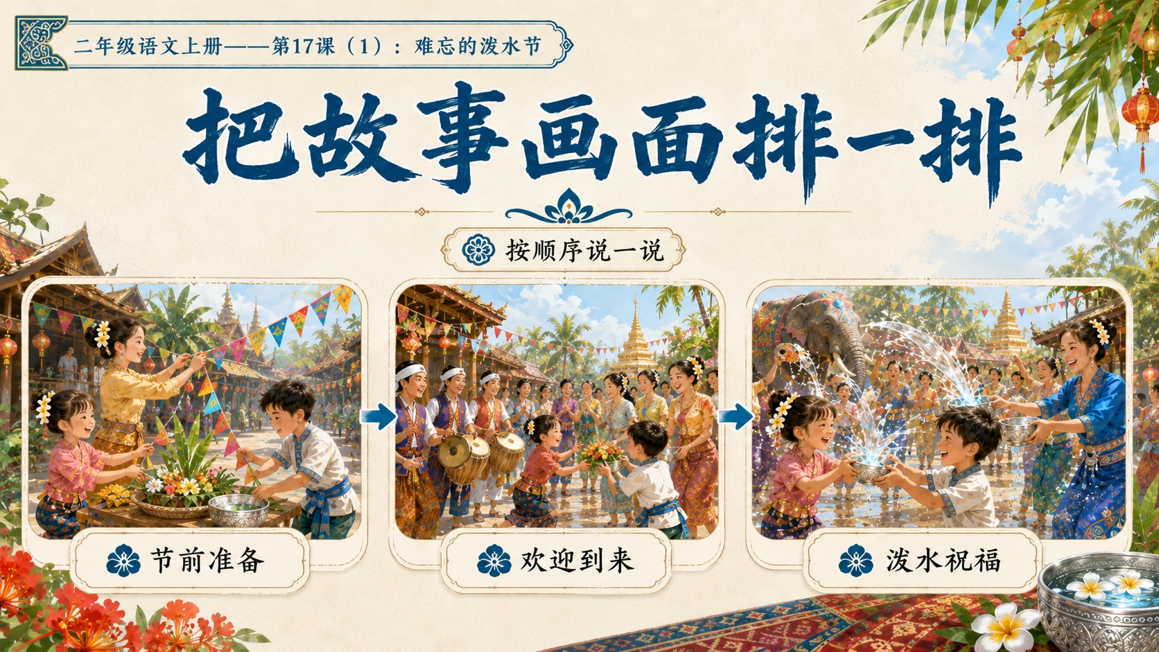 小学六年制统编教材系列课件——二年级语文上册第17课（1）：难忘的泼水节 - 预览图10
