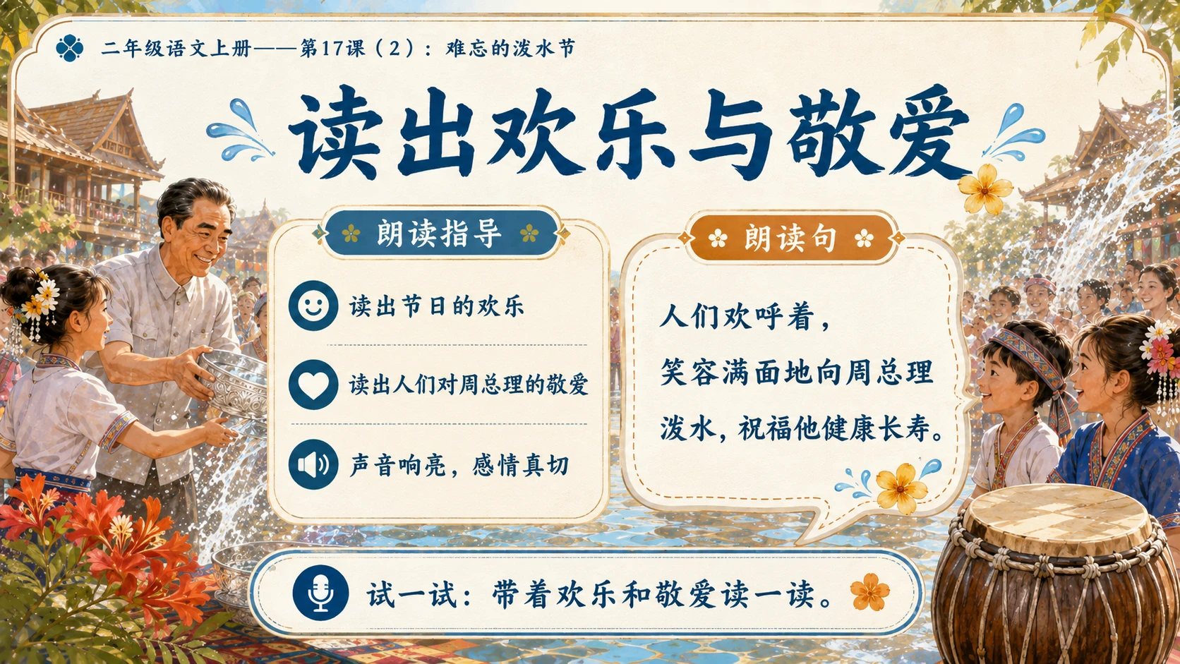 小学六年制统编教材系列课件——二年级语文上册第17课（2）：难忘的泼水节 - 预览图6
