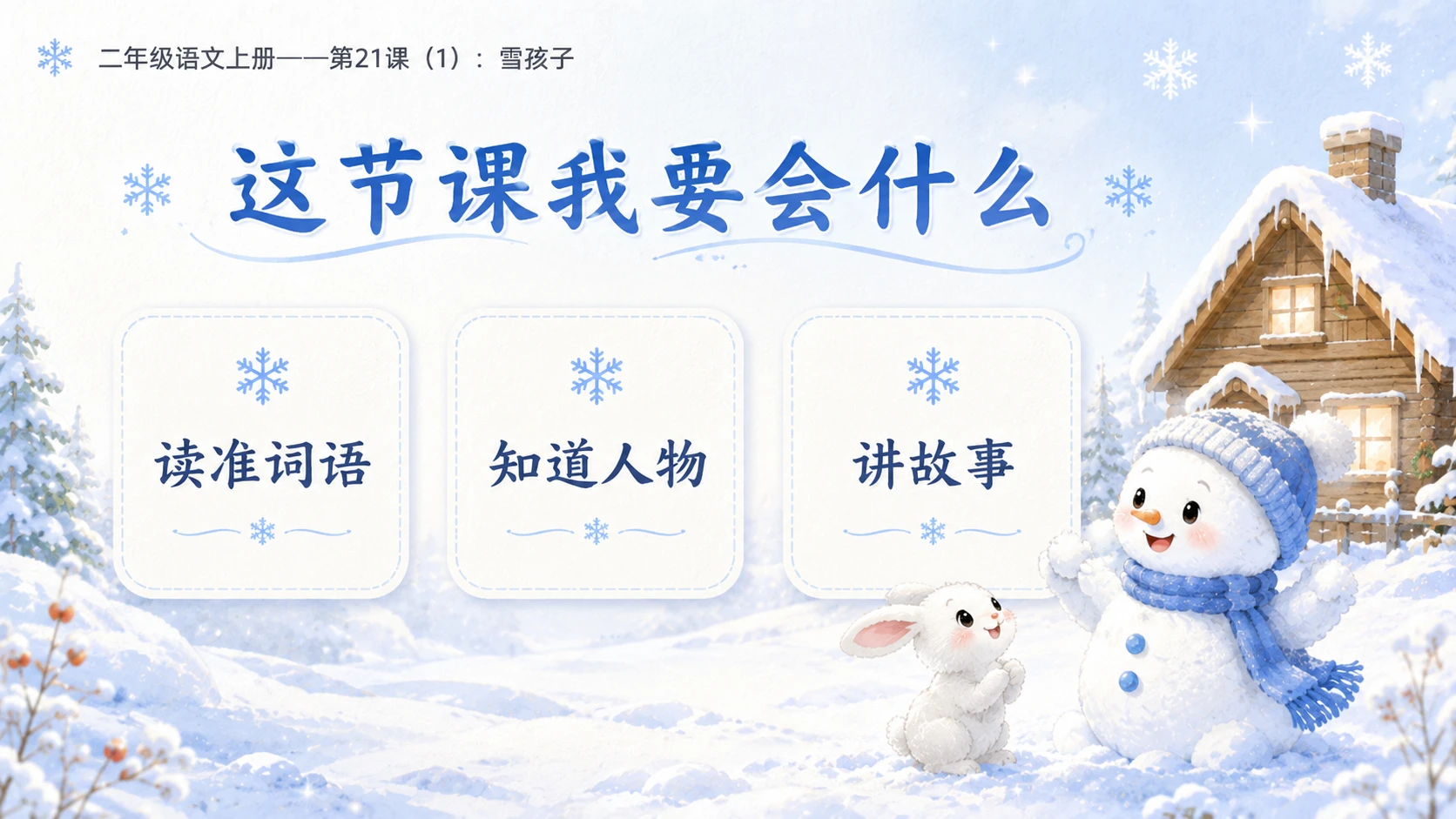 小学六年制统编教材系列课件——二年级语文上册第21课（1）：雪孩子 - 预览图3