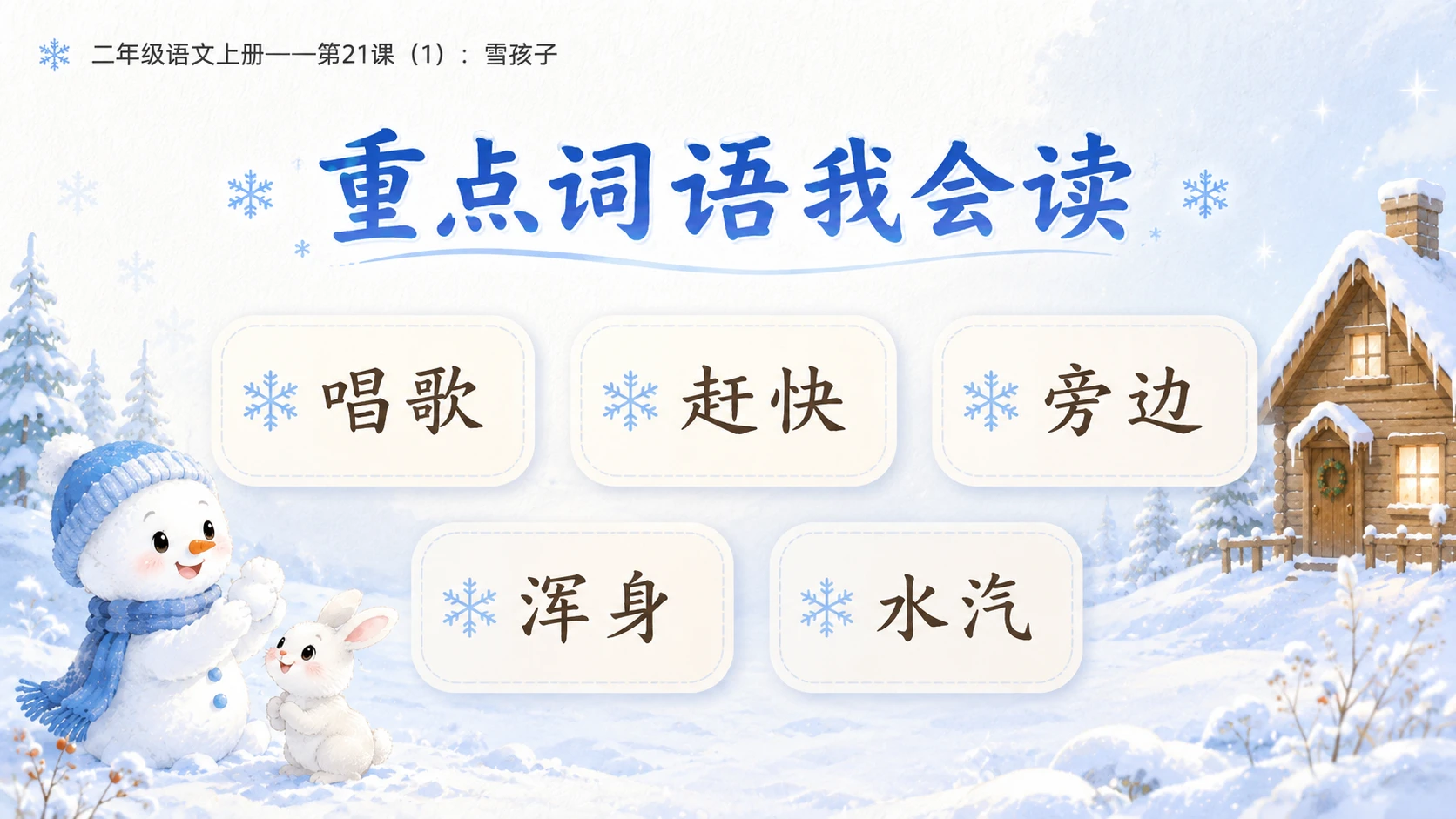 小学六年制统编教材系列课件——二年级语文上册第21课（1）：雪孩子 - 预览图5