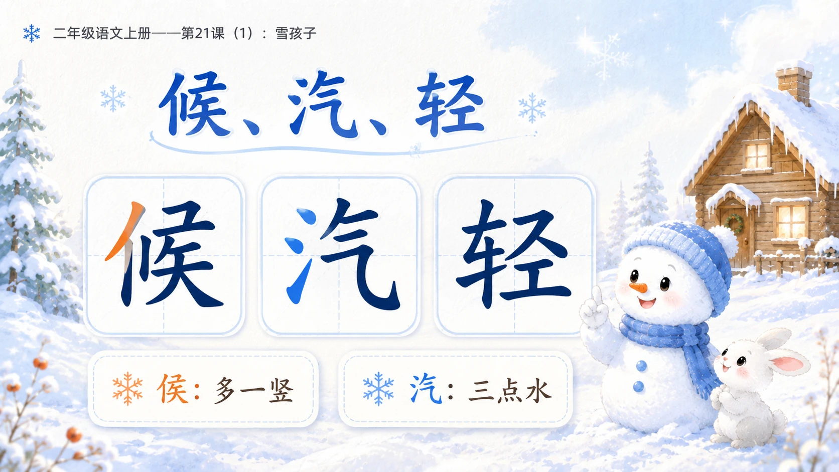 小学六年制统编教材系列课件——二年级语文上册第21课（1）：雪孩子 - 预览图6