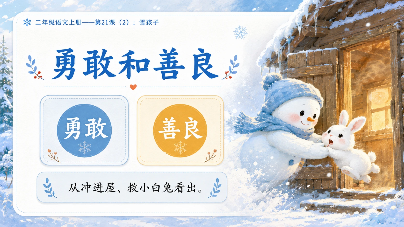 小学六年制统编教材系列课件——二年级语文上册第21课（2）：雪孩子 - 预览图8