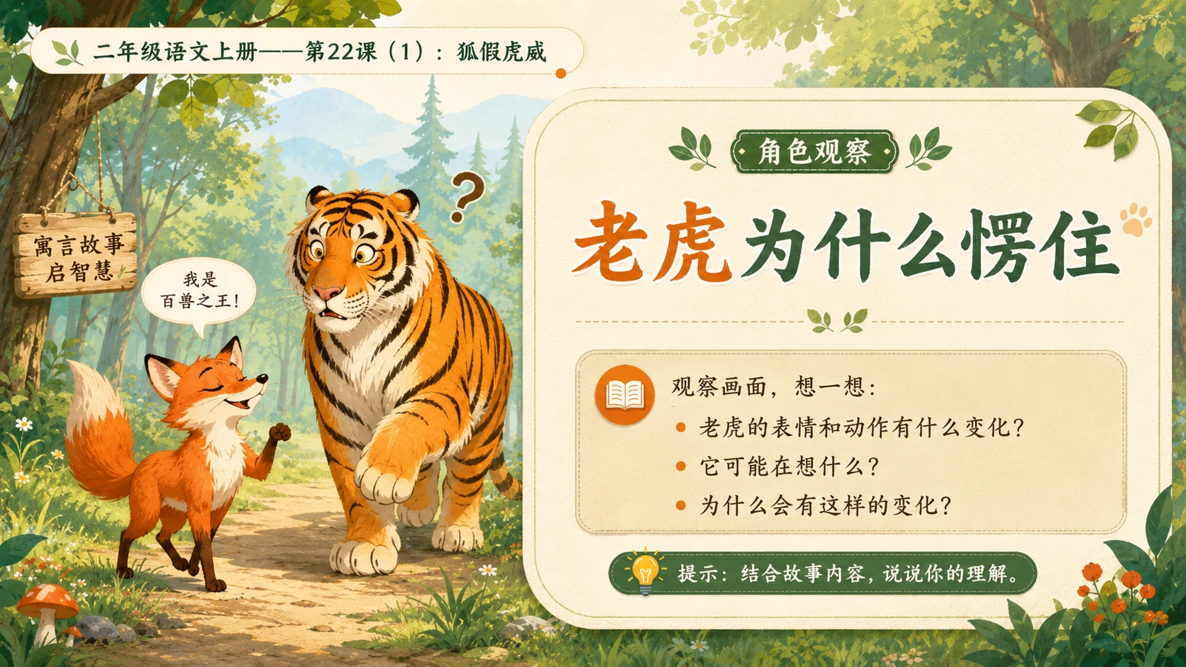 小学六年制统编教材系列课件——二年级语文上册第22课（1）：狐假虎威 - 预览图9