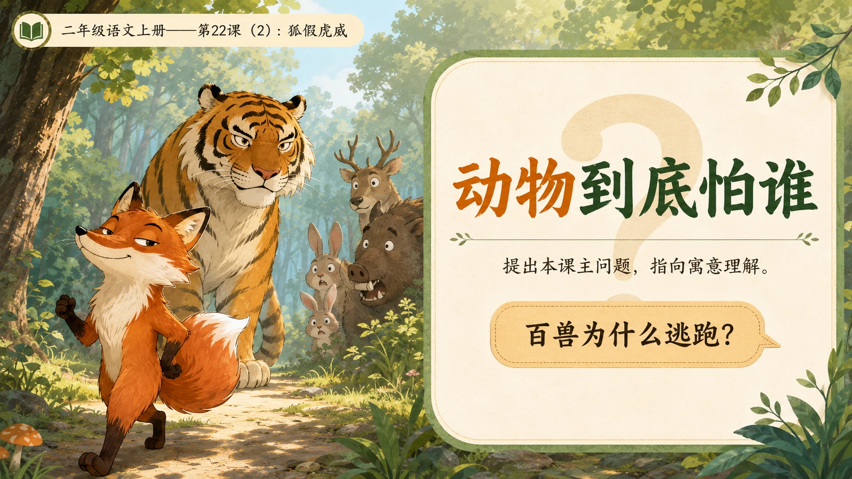 小学六年制统编教材系列课件——二年级语文上册第22课（2）：狐假虎威 - 预览图4