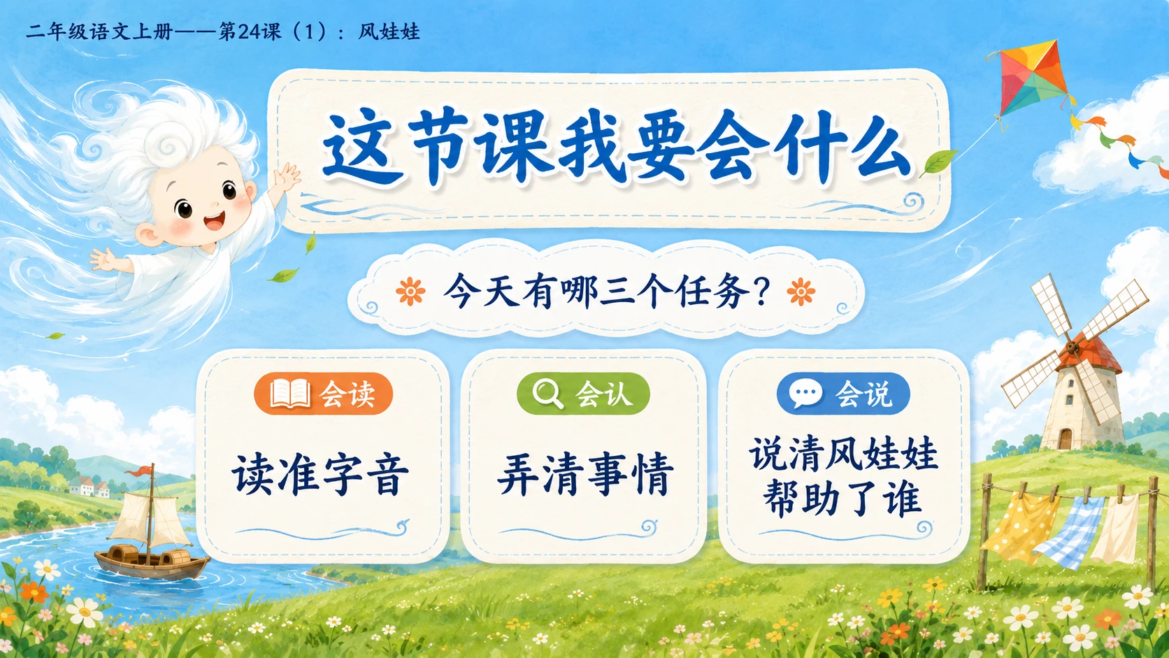 小学六年制统编教材系列课件——二年级语文上册第24课（1）：风娃娃 - 预览图2