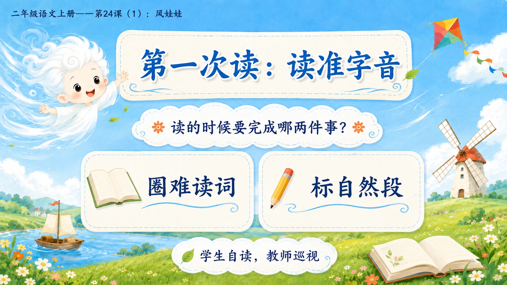 小学六年制统编教材系列课件——二年级语文上册第24课（1）：风娃娃 - 预览图4