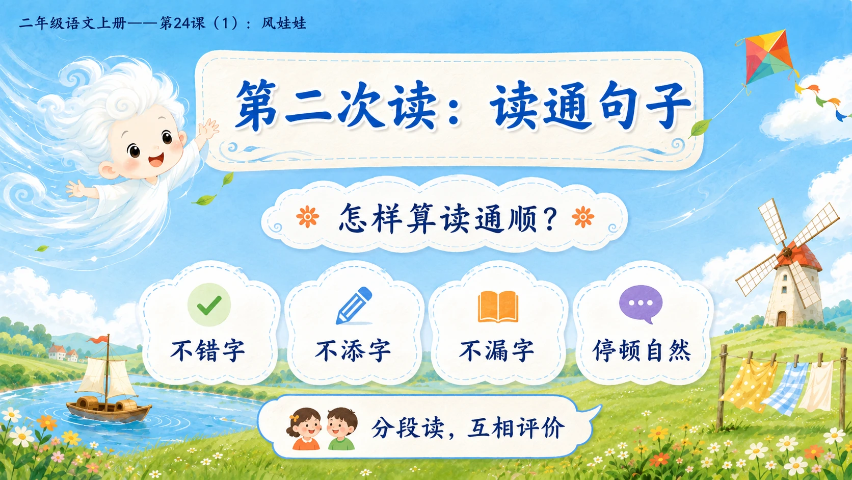 小学六年制统编教材系列课件——二年级语文上册第24课（1）：风娃娃 - 预览图7