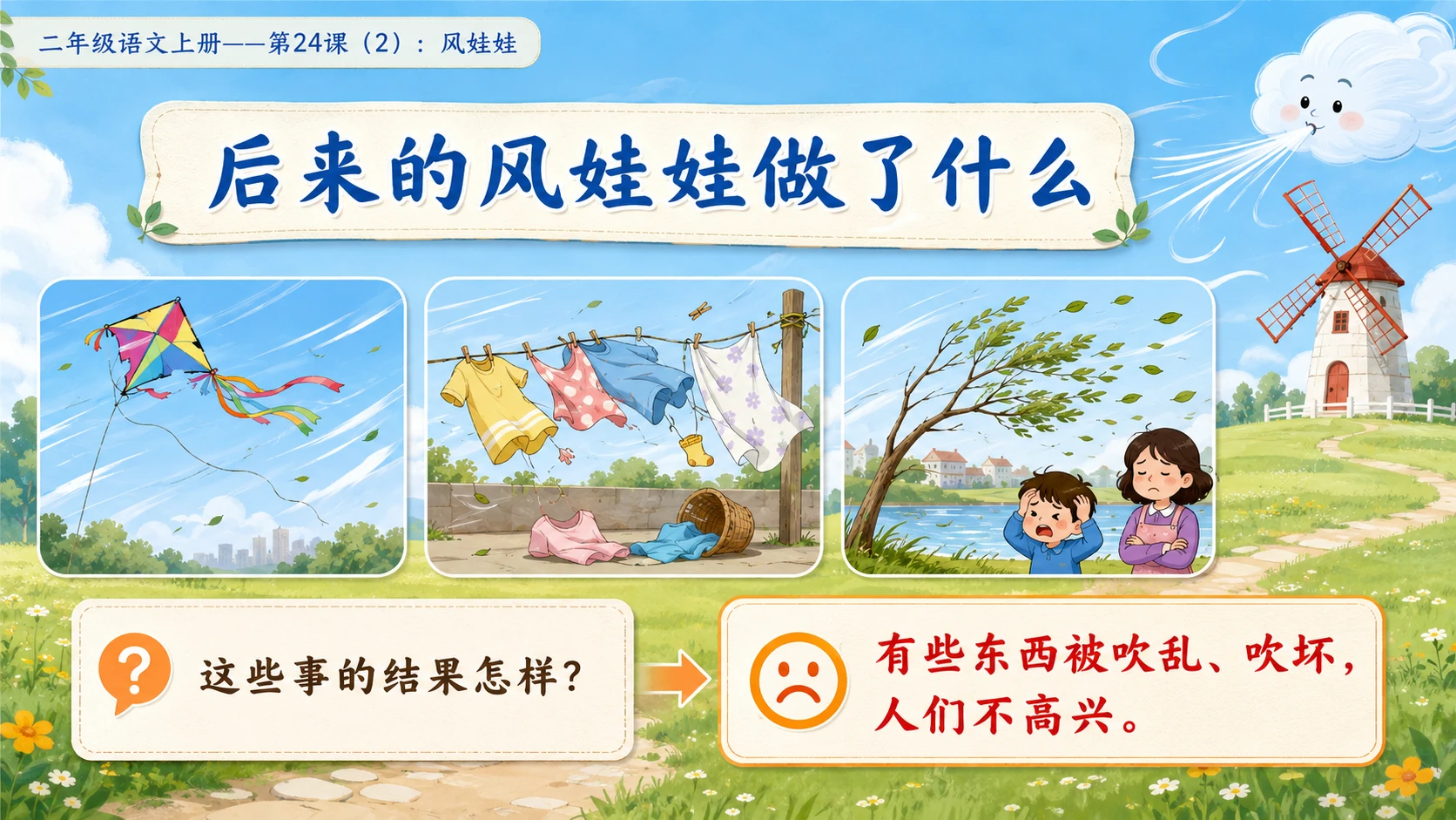 小学六年制统编教材系列课件——二年级语文上册第24课（2）：风娃娃 - 预览图4